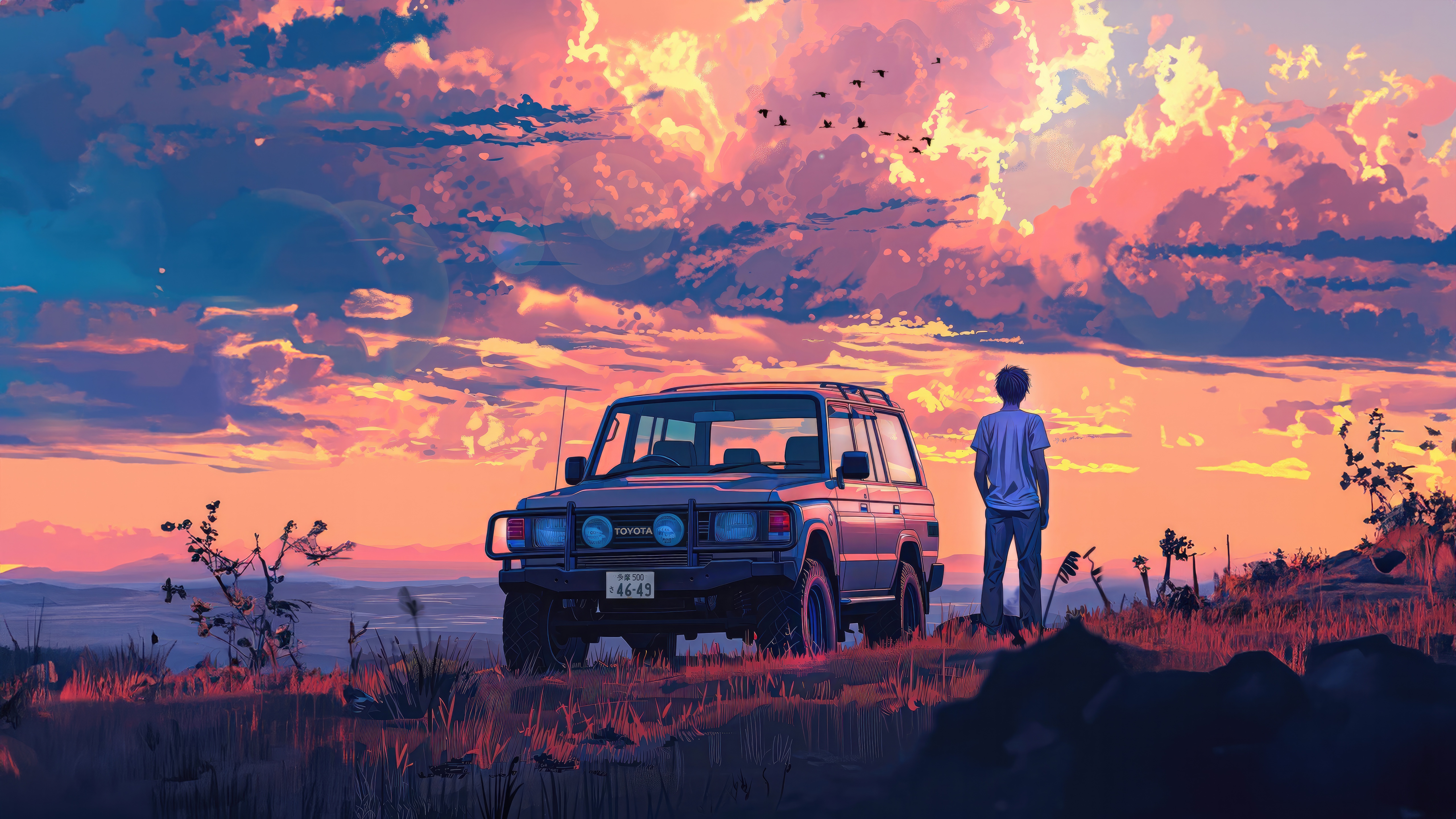 Toyota Explorer in a Scenic Sunset Landscape HD Wallpaper