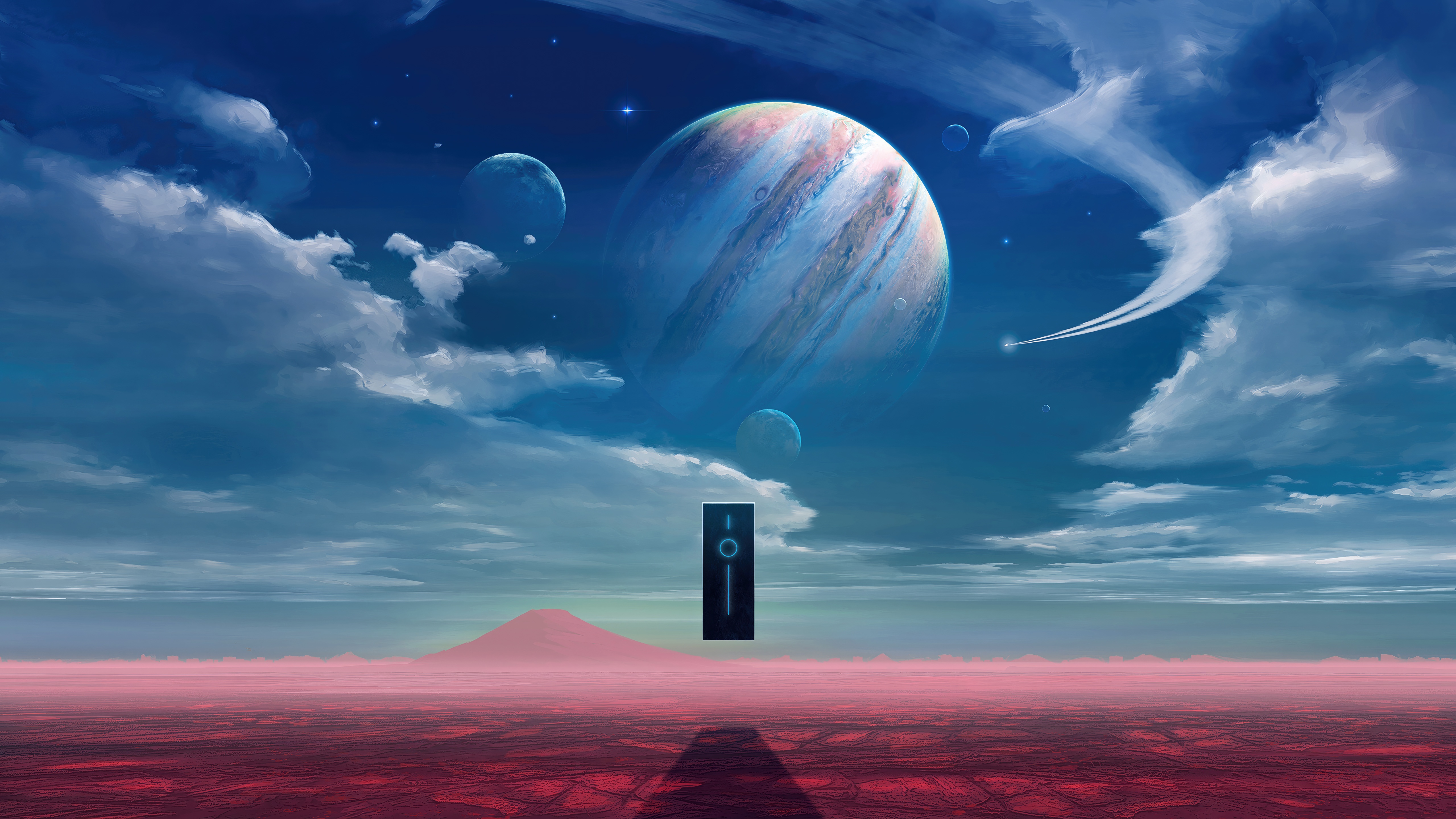 No Man's Sky alien monolith on a red planet HD Wallpaper