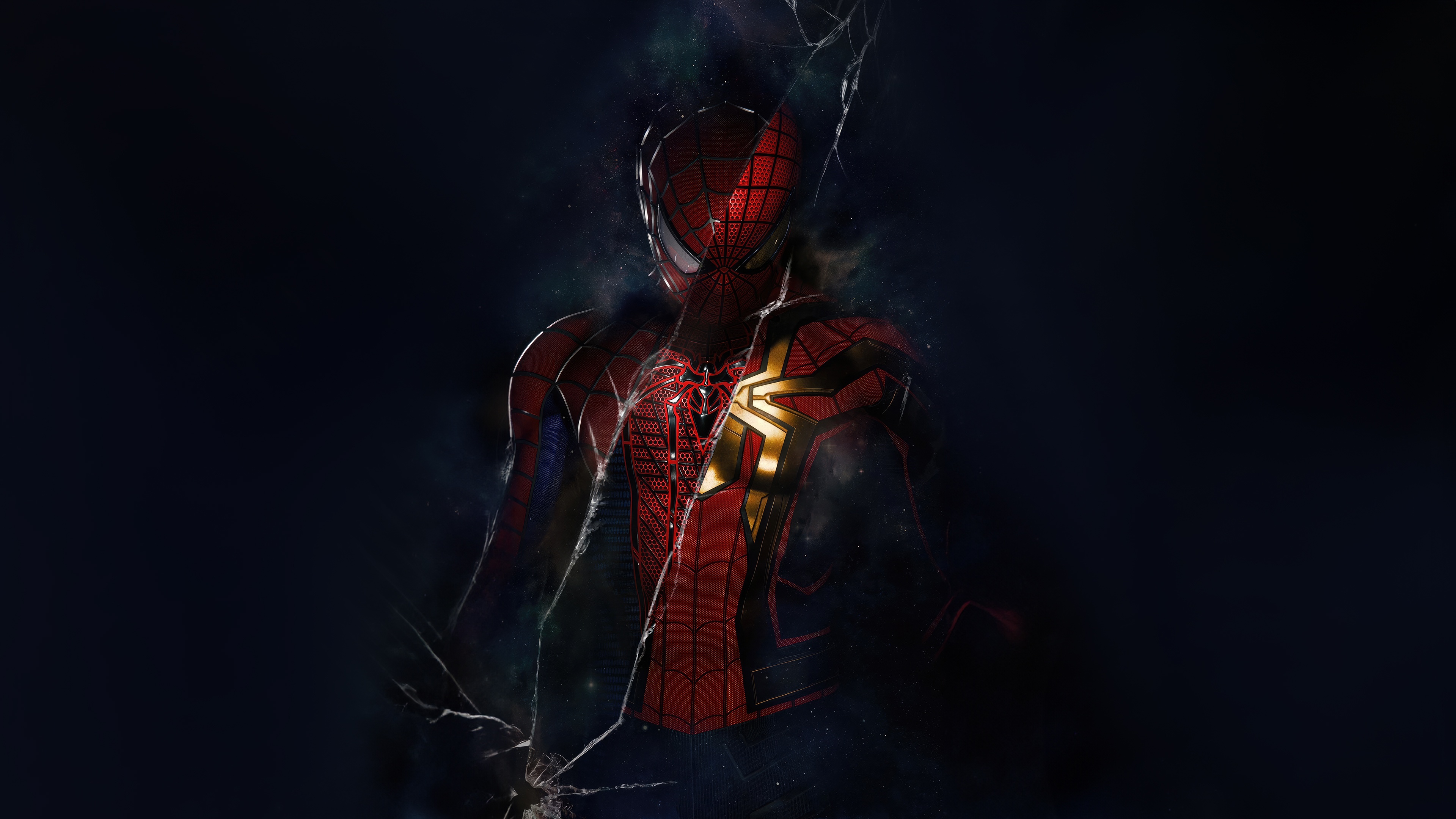 Spider-Man in a dark, cosmic environment HD Wallpaper