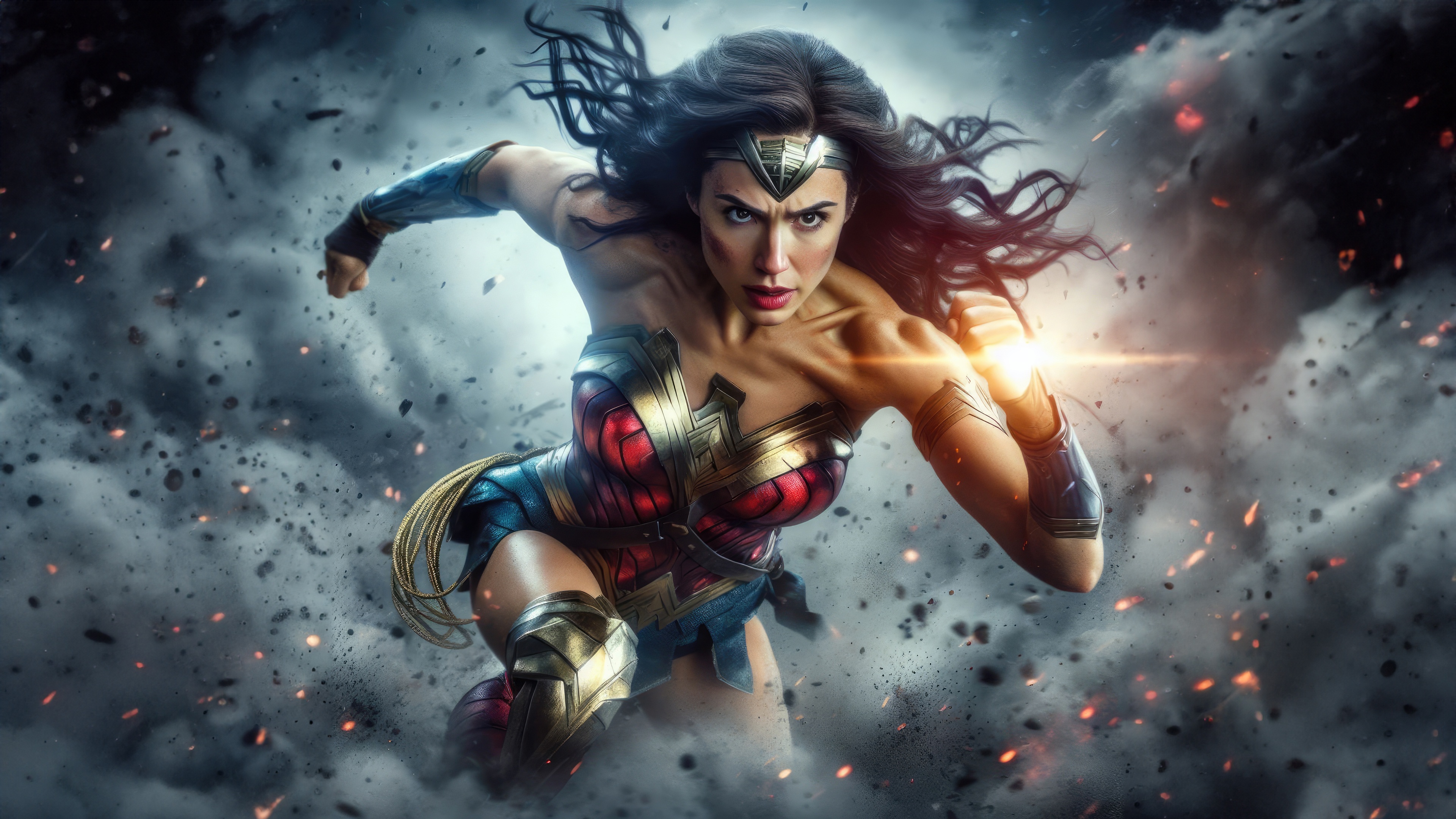 Wonder Woman in a battle pose HD Wallpaper