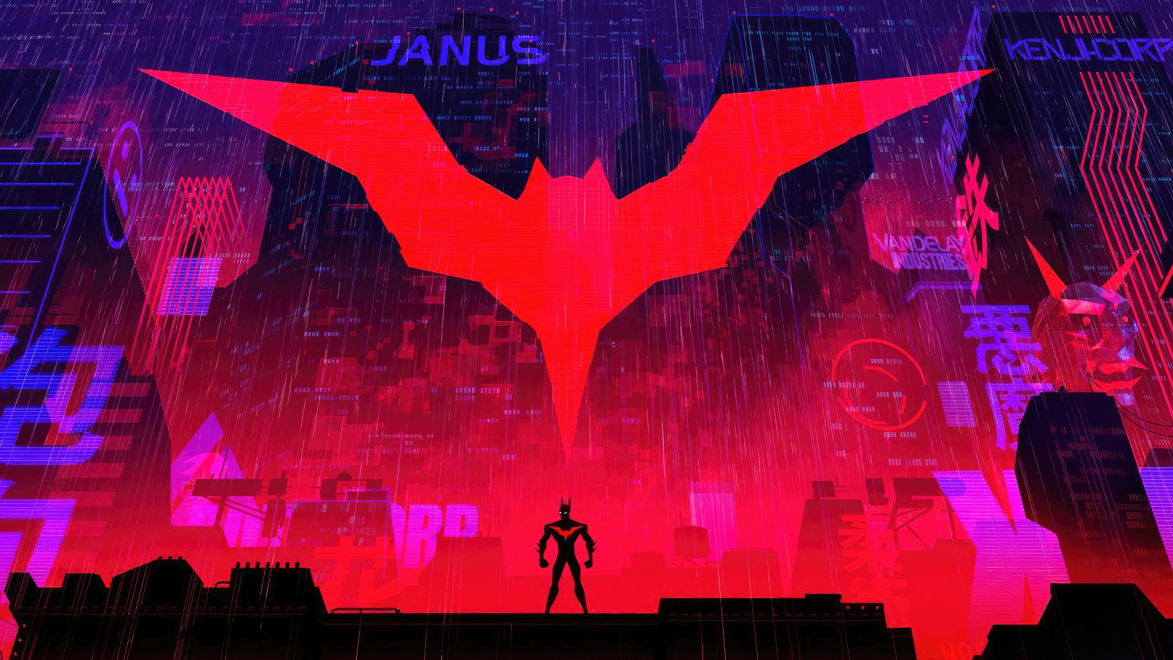 Batman Beyond in a futuristic city HD Wallpaper