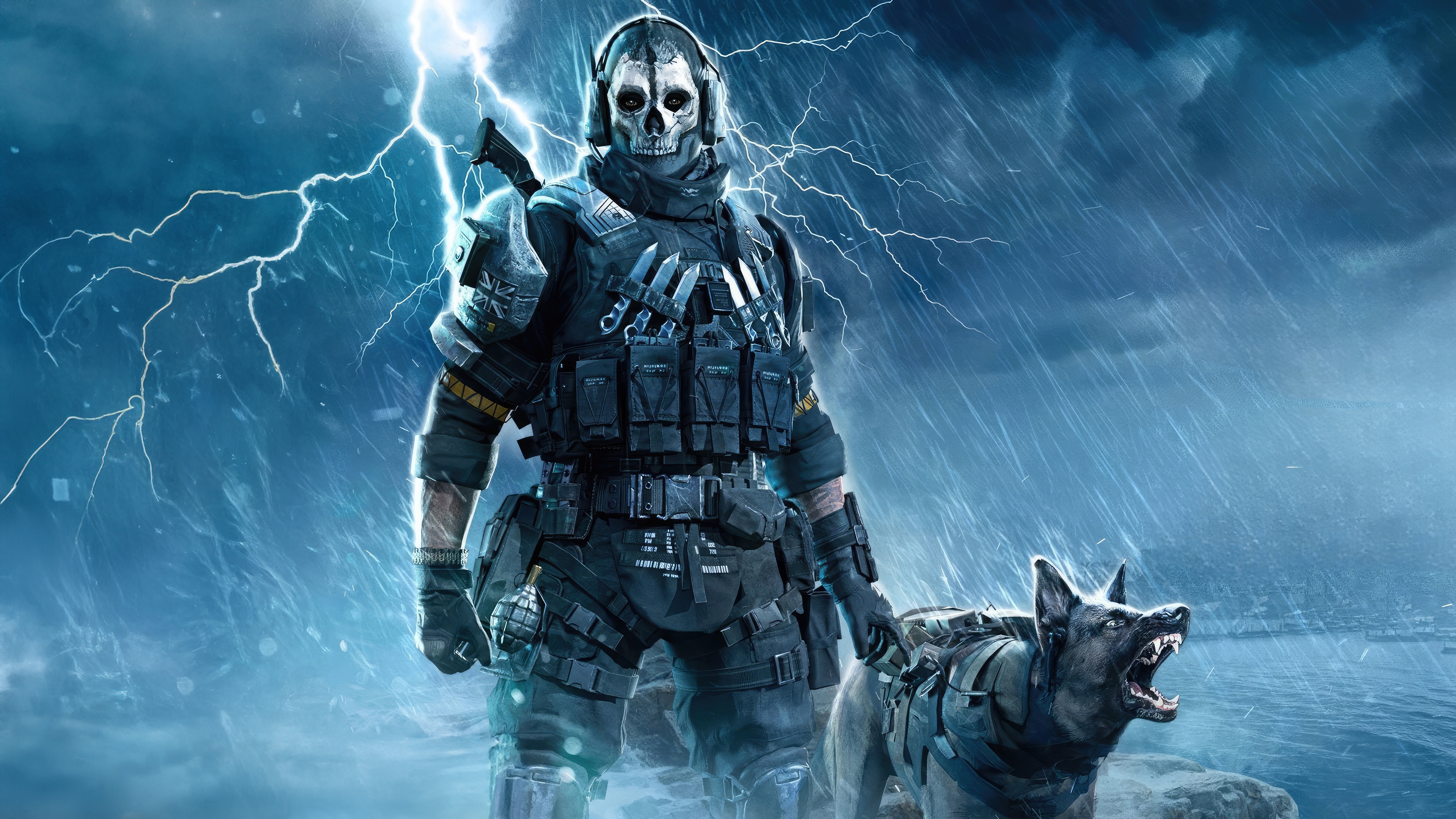 Call of Duty Ghost and Dog in Storm HD Wallpaper