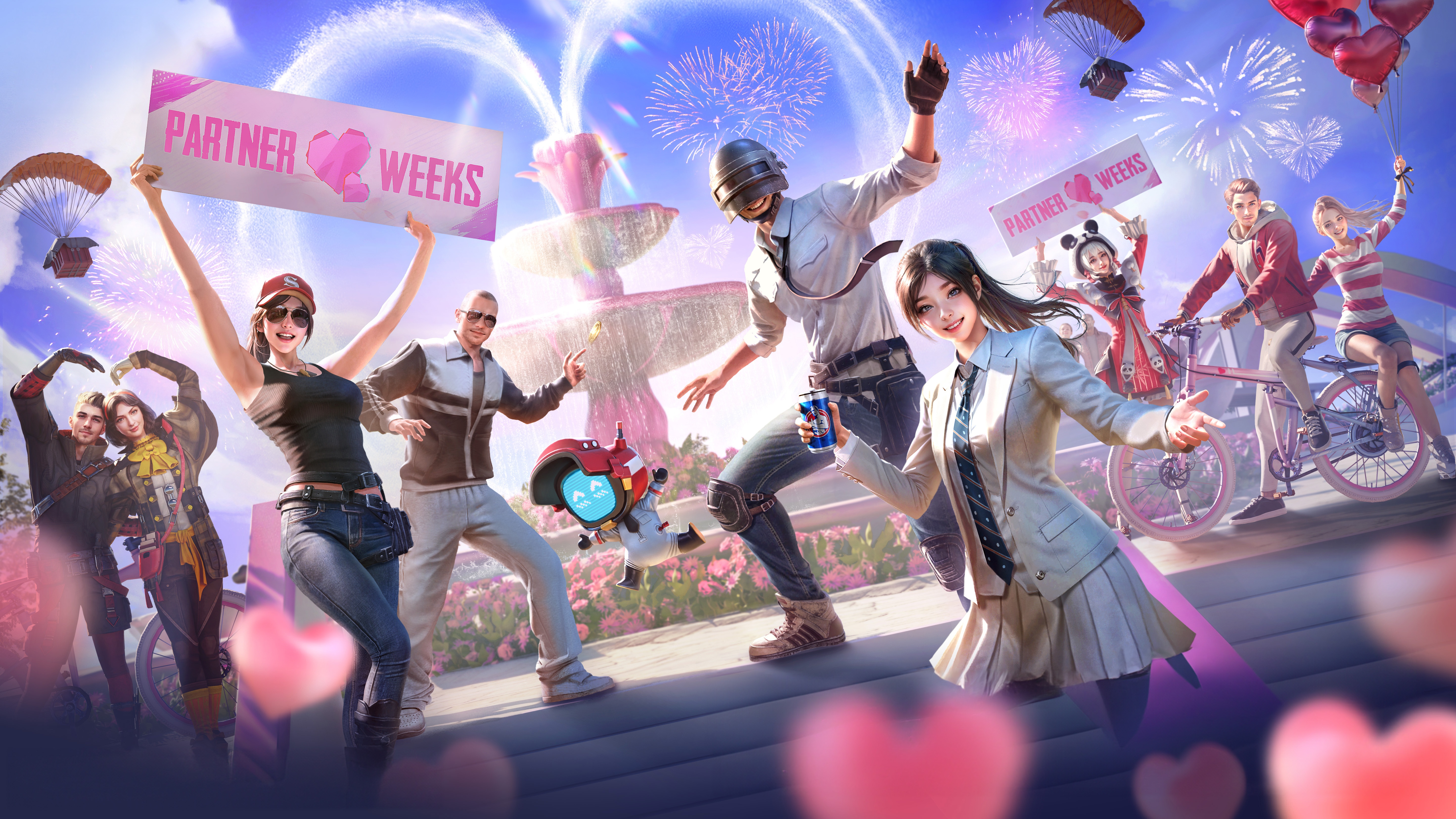 PUBG Partner Weeks Celebration with Fireworks and Couples HD Wallpaper