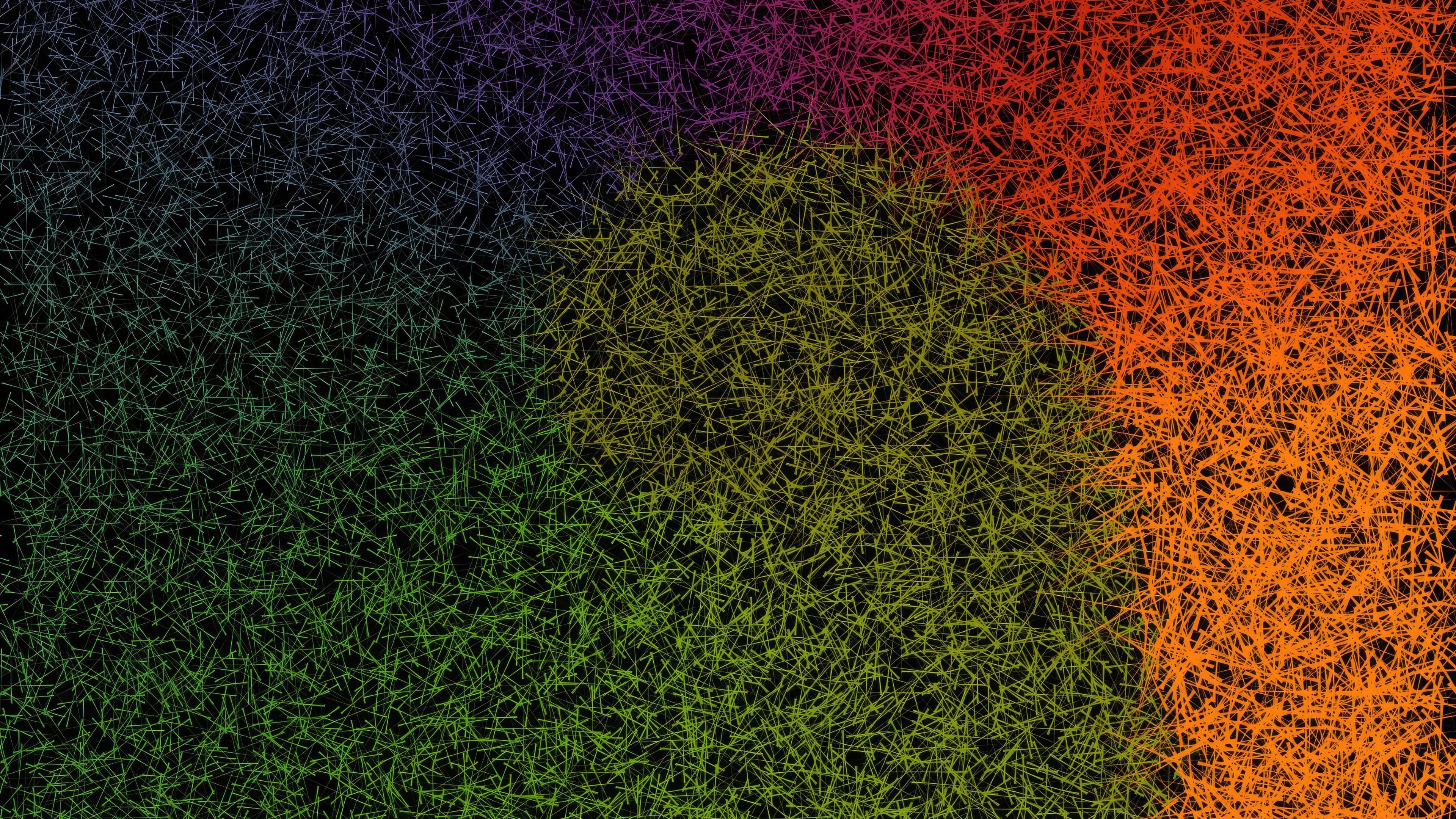 Abstract pattern of colorful lines on black background HD Wallpaper