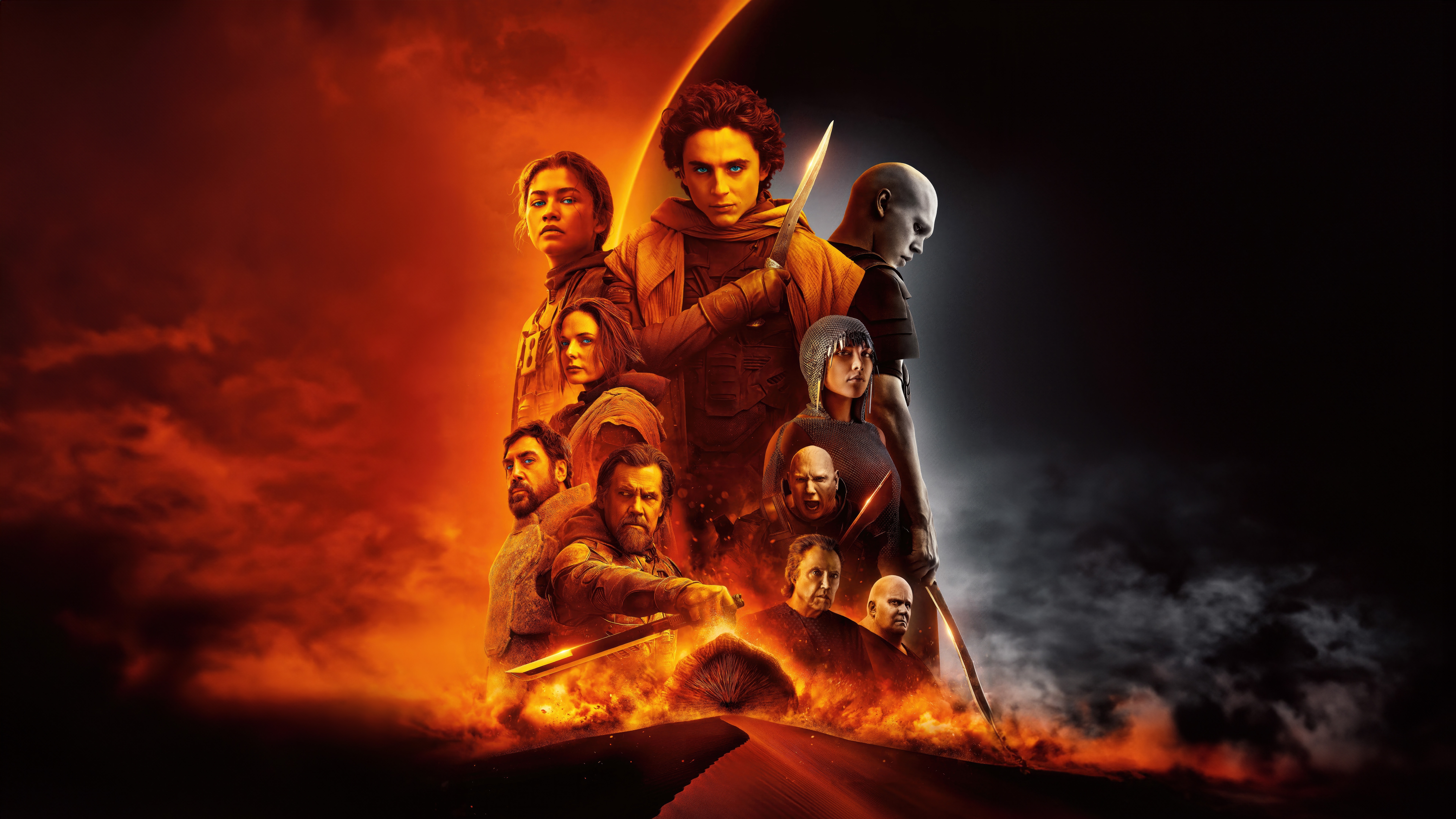 Dune Part Two Poster with Multiple Characters HD Wallpaper