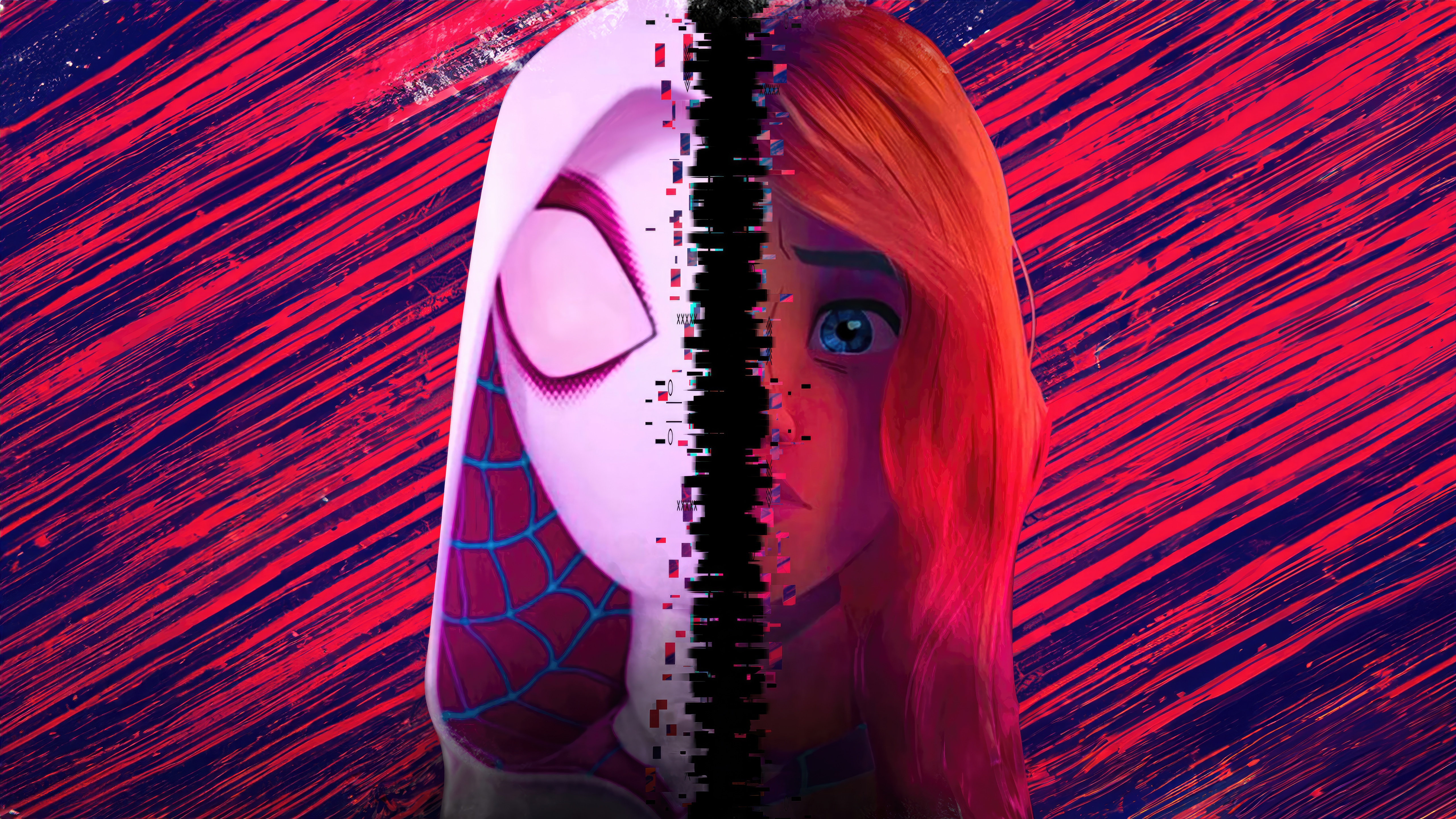 Spider-Gwen and Gwen Stacy split screen HD Wallpaper