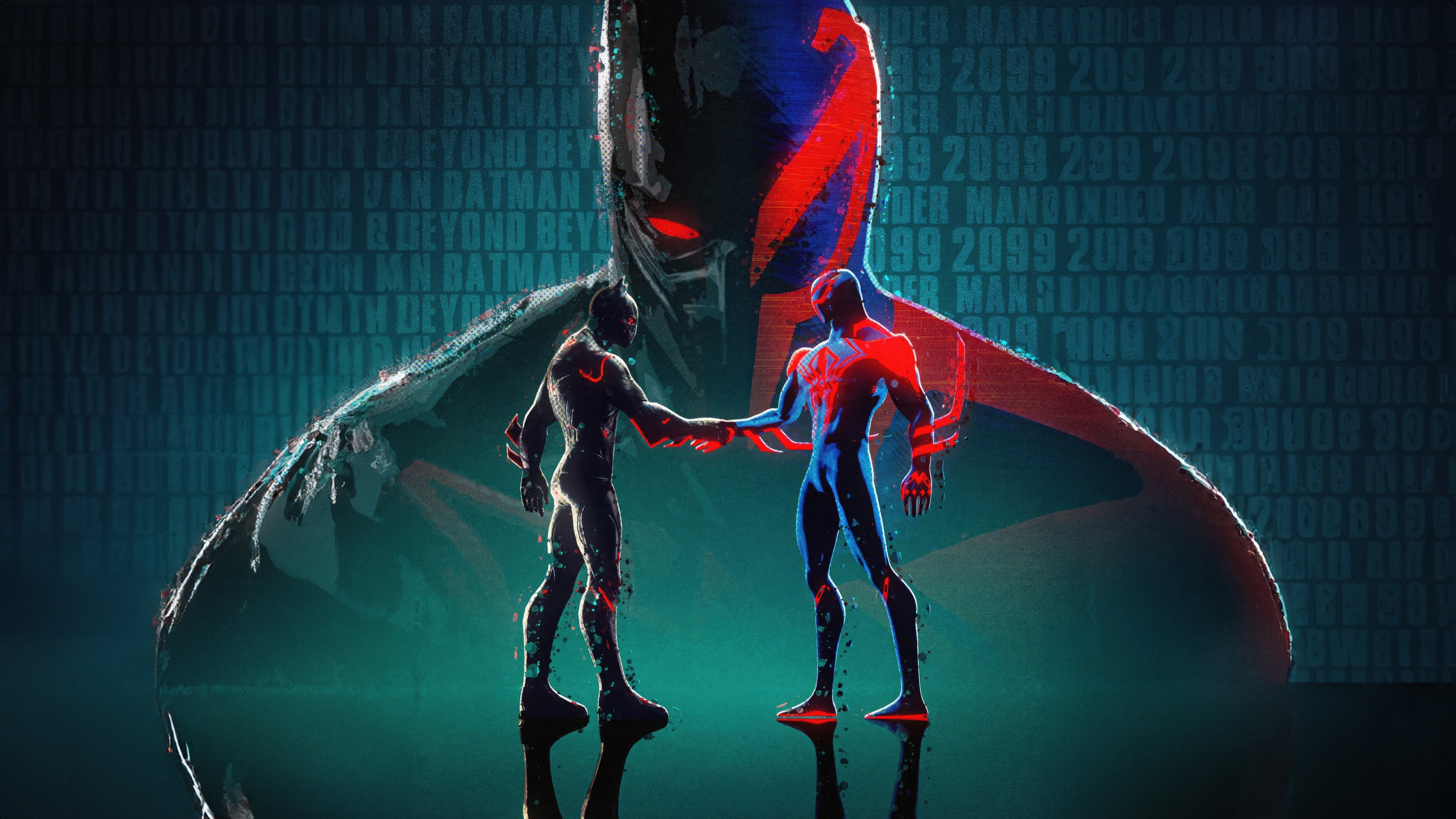 Batman Beyond and Spider-Man 2099 Shaking Hands HD Wallpaper