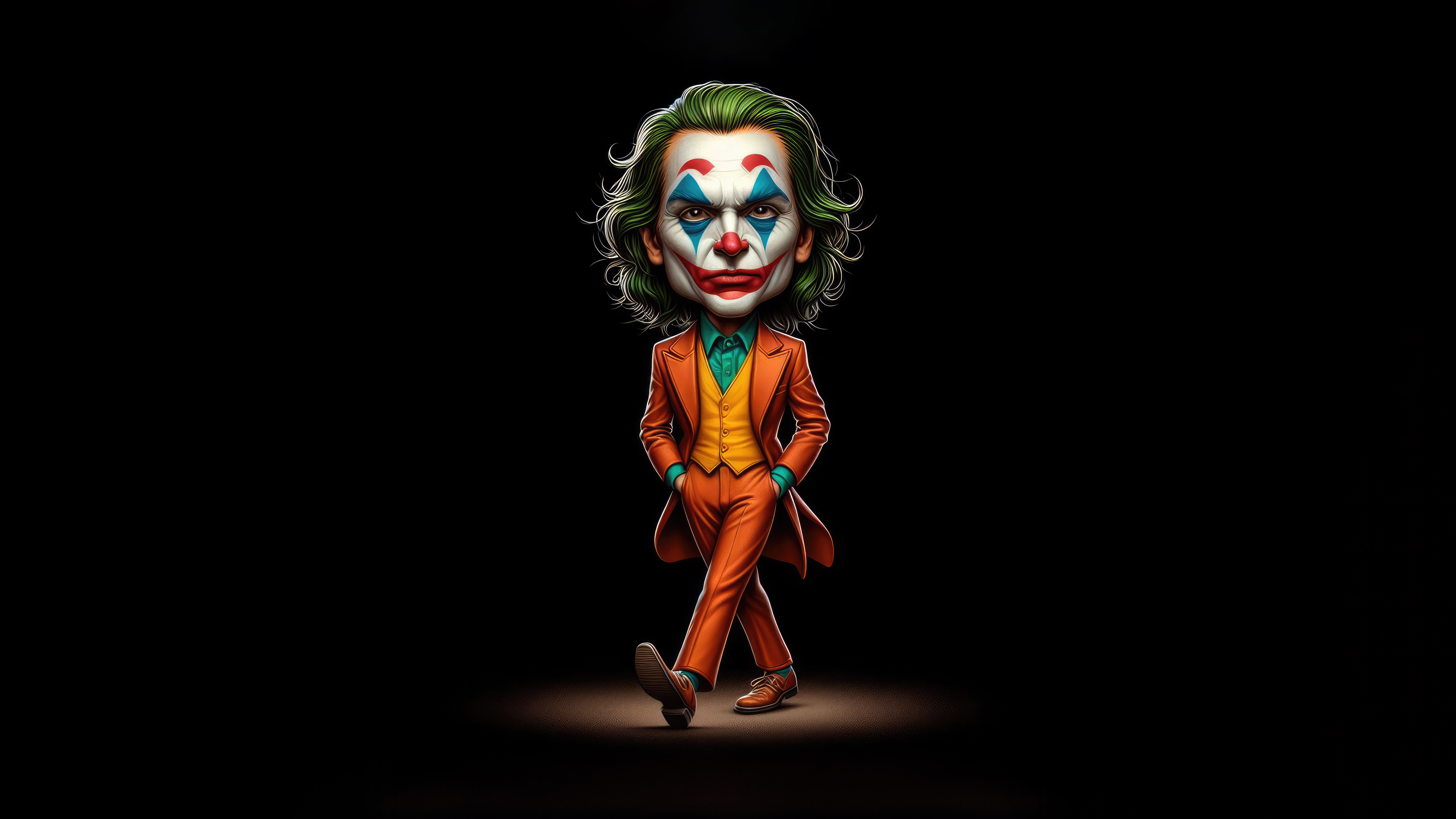 Chibi Joker walking with hands in pockets HD Wallpaper