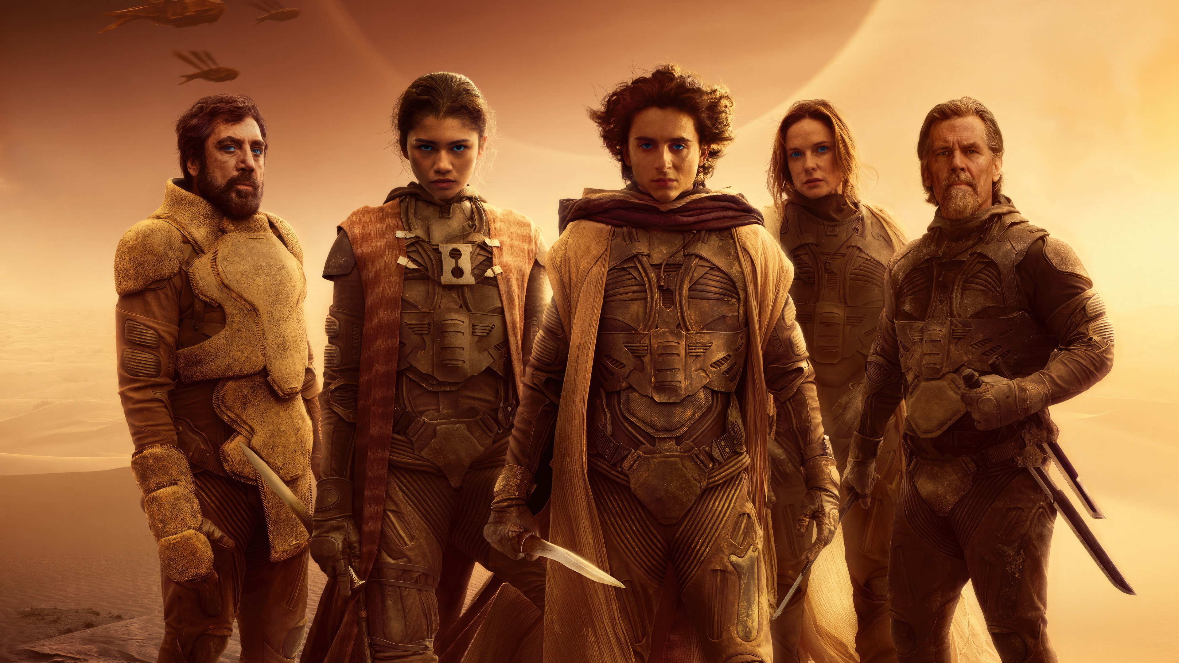 Dune Part Two Poster with Five Characters HD Wallpaper