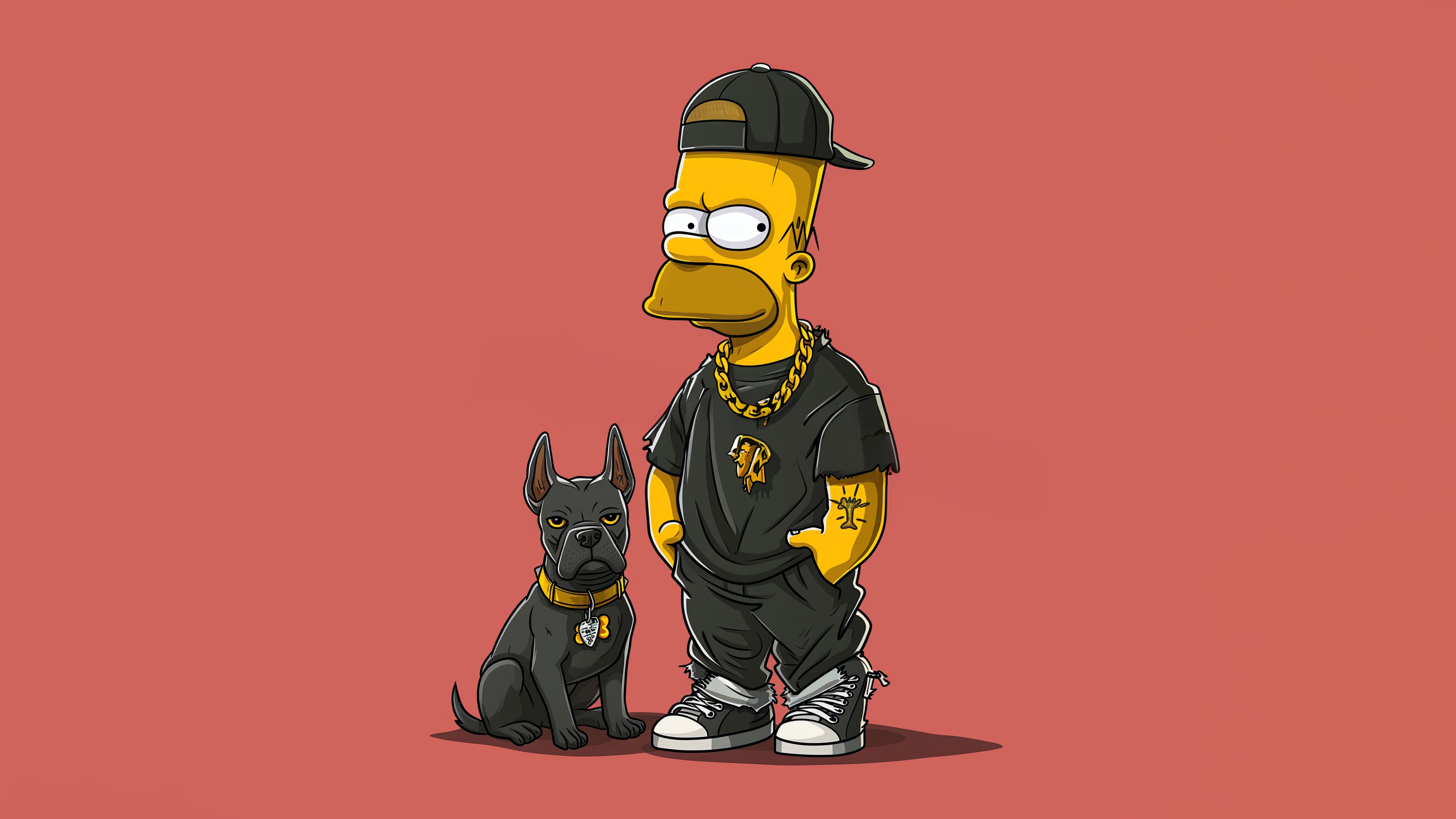 Homer Simpson with a dog HD Wallpaper