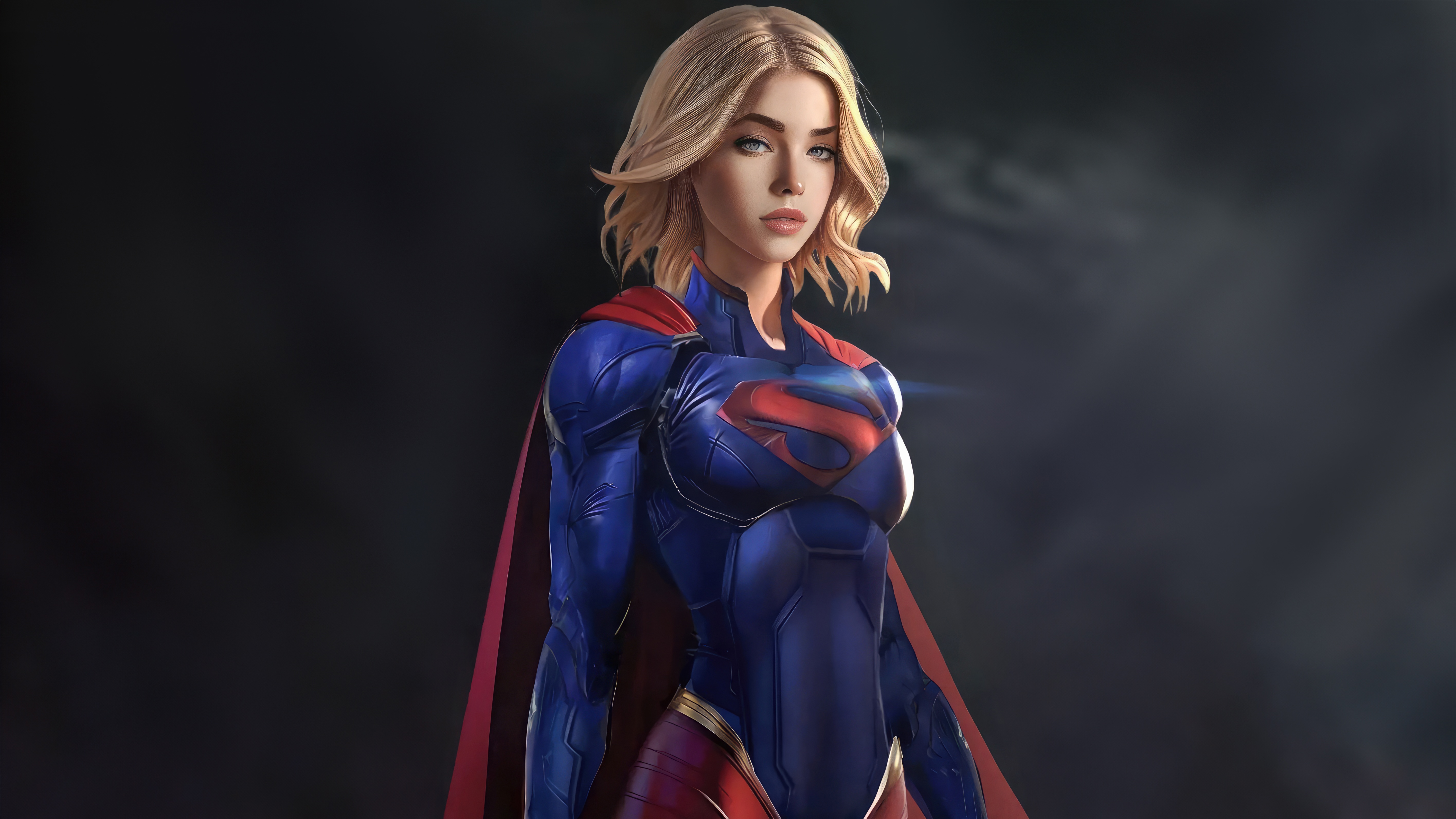 Supergirl in her blue and red suit HD Wallpaper
