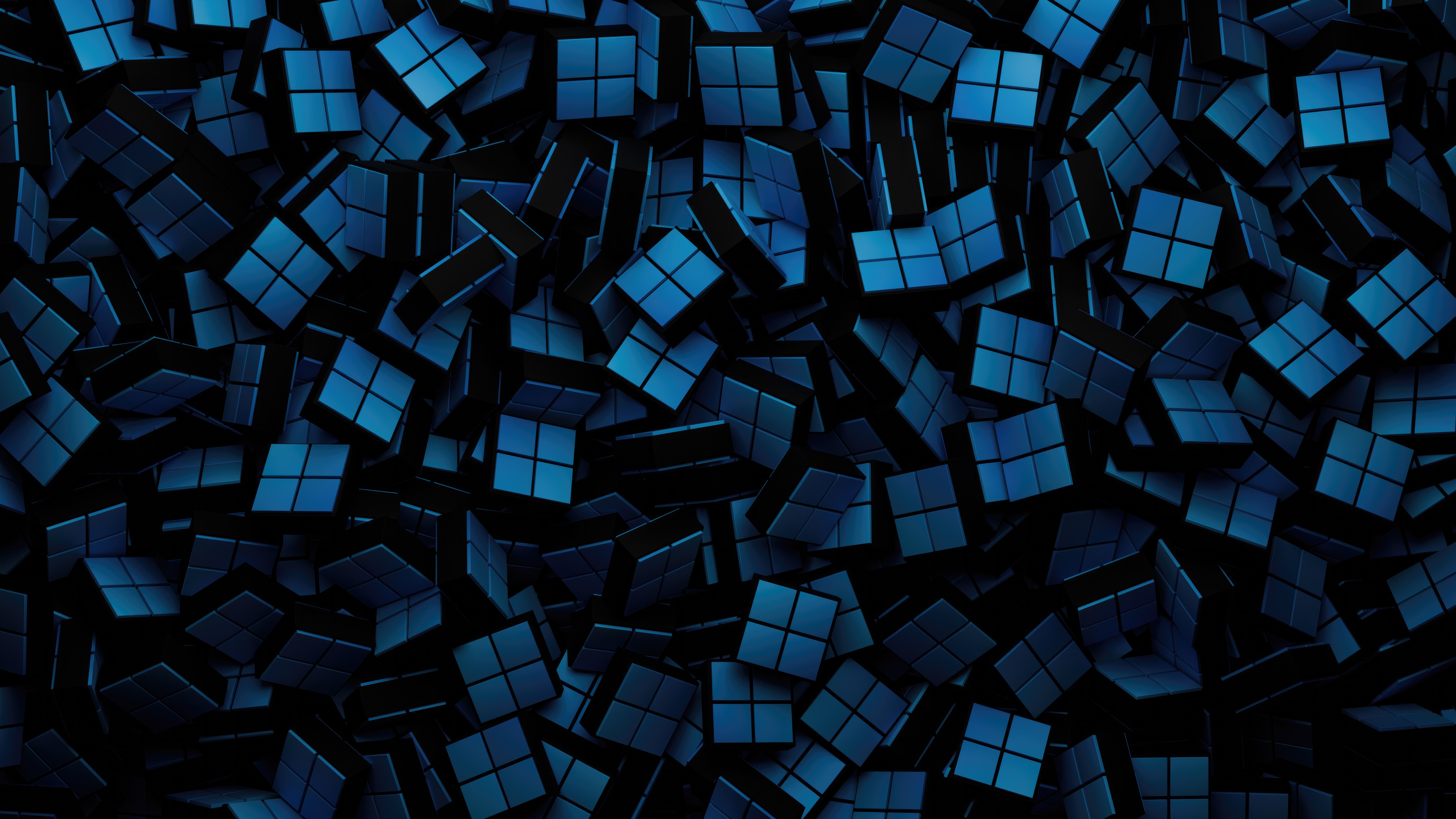 Windows 11 Dark Abstract Cubes HD Wallpaper