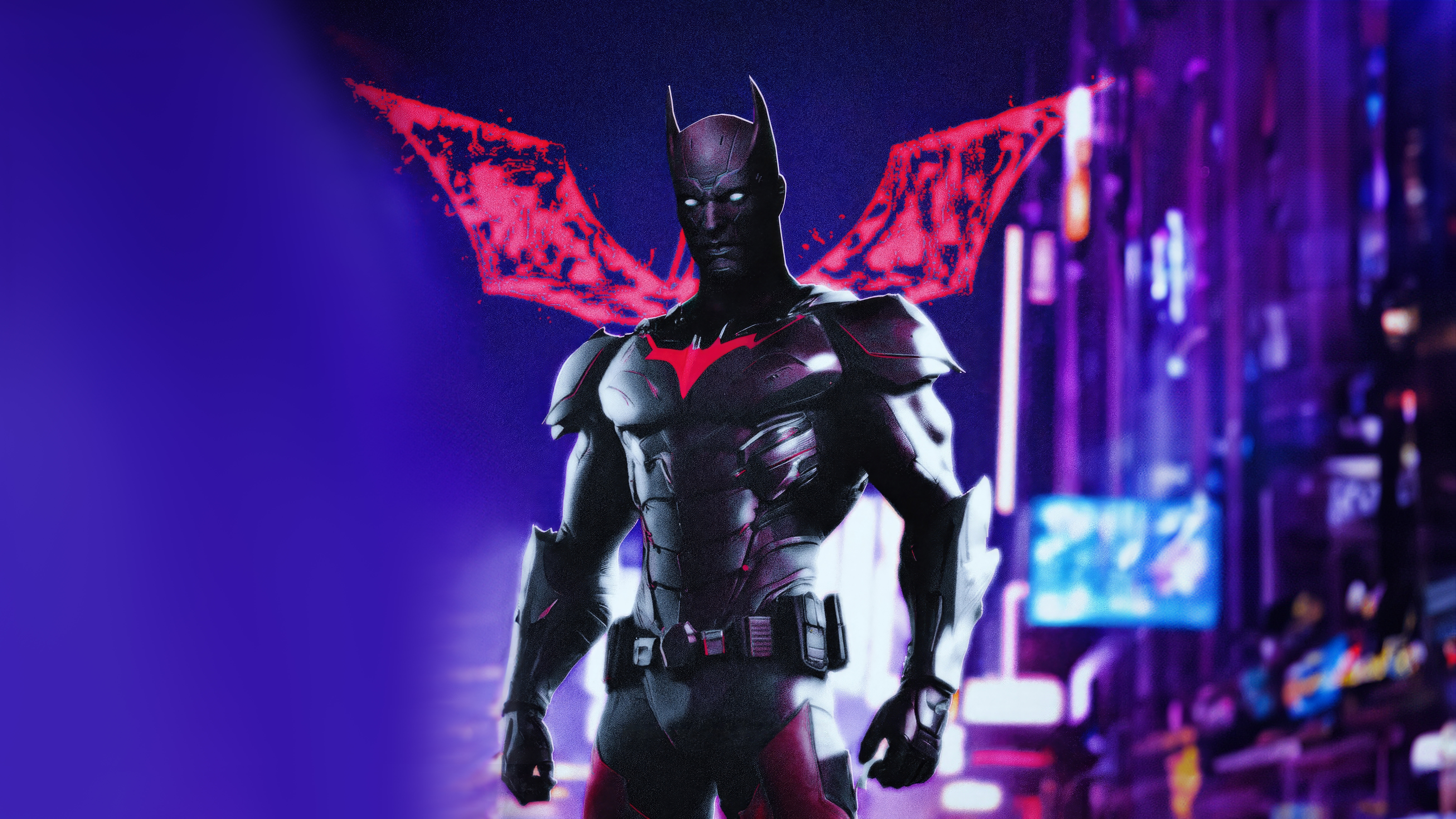 Batman Beyond in a Futuristic City HD Wallpaper