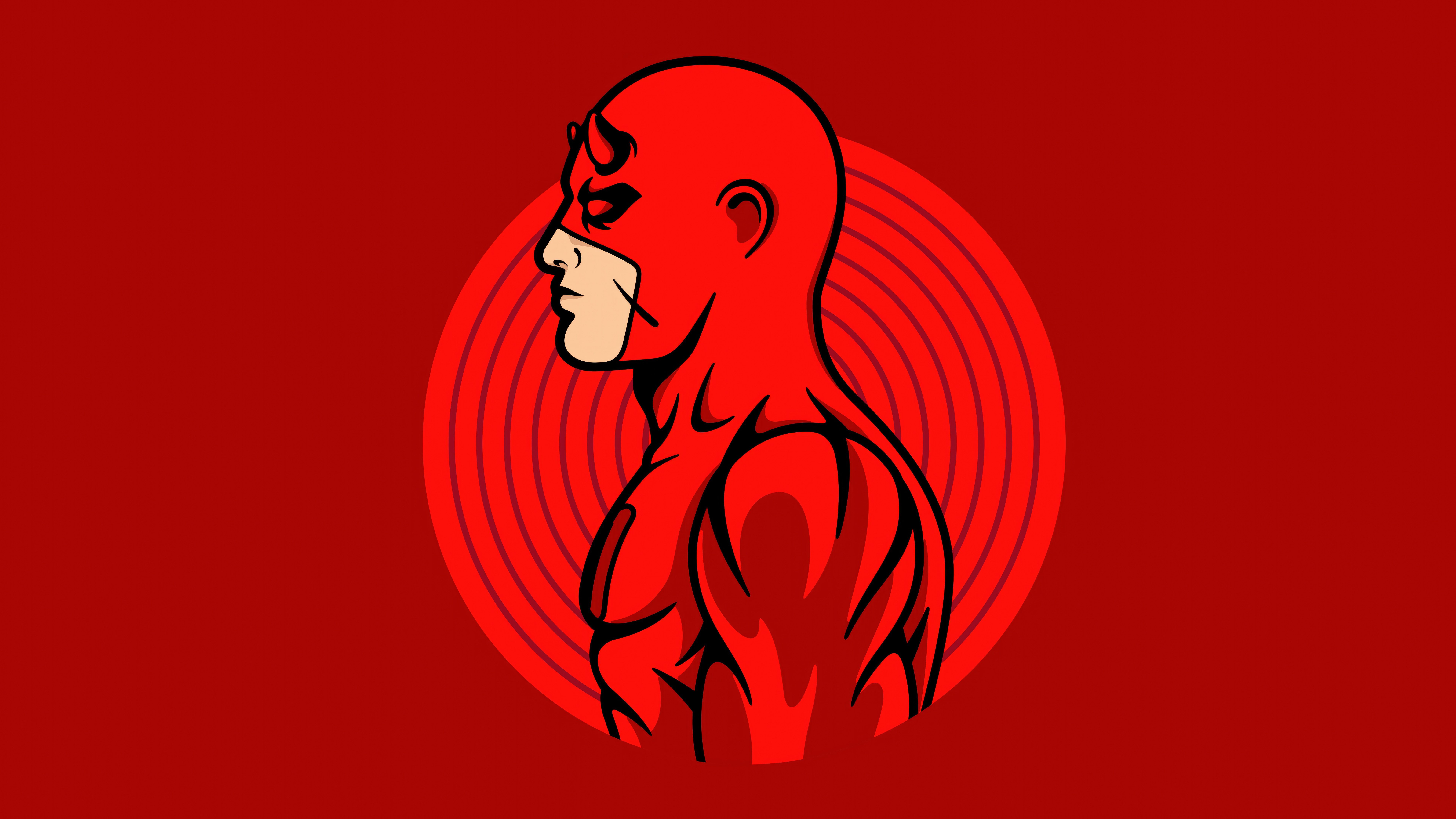 Daredevil in profile against red circles HD Wallpaper