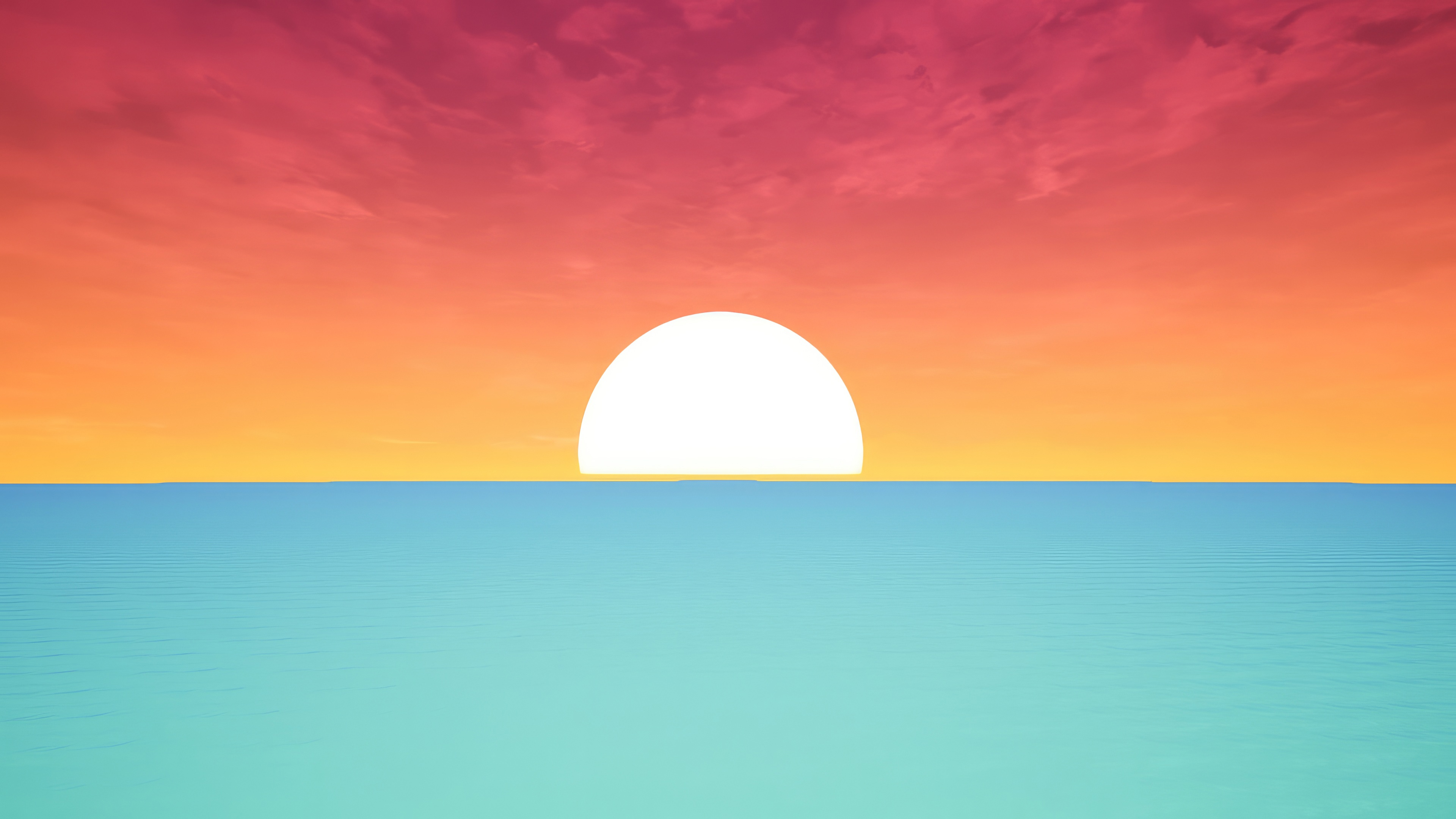 Waifu Impact Sunset Over Ocean HD Wallpaper