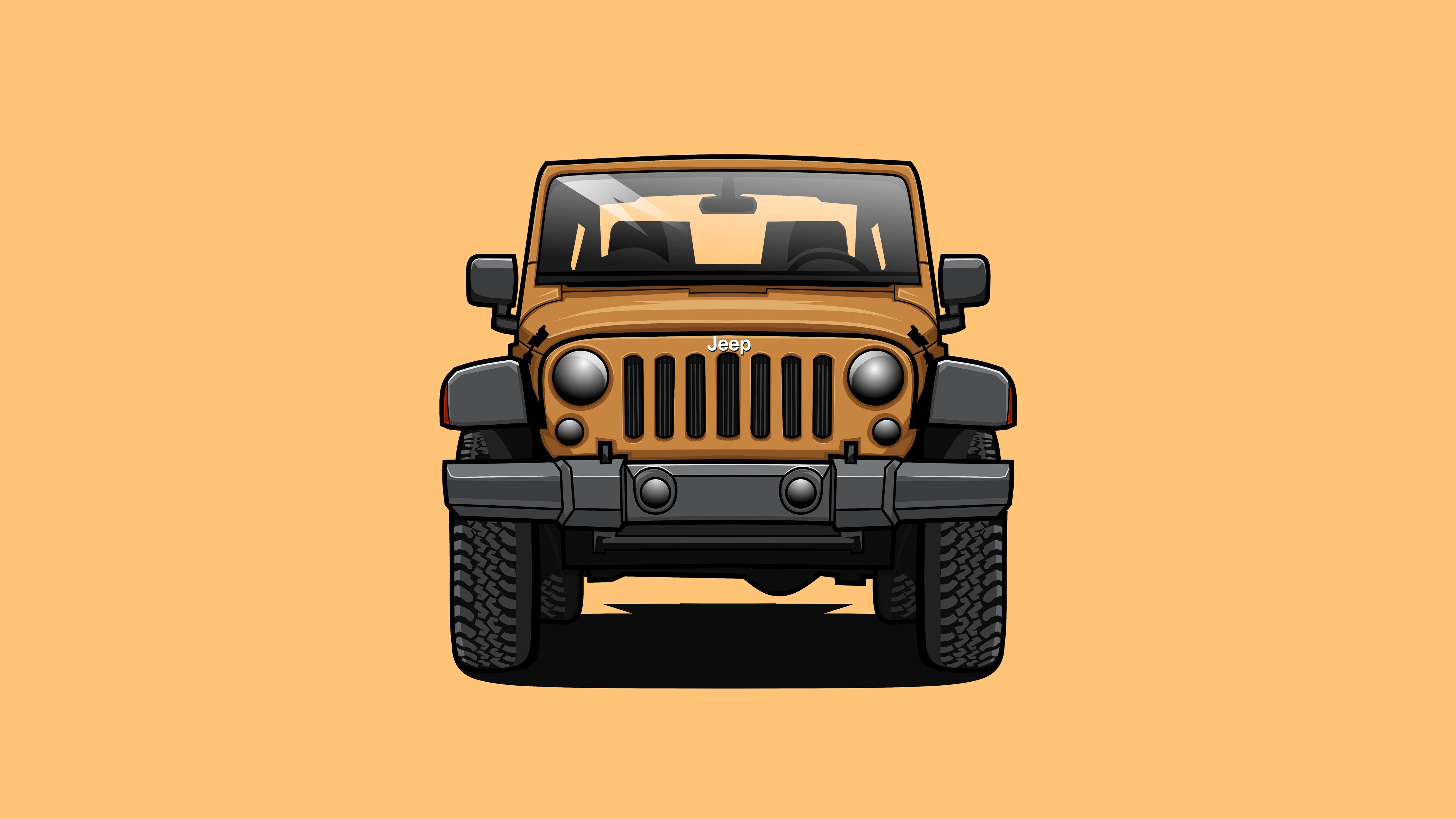 Orange Jeep Wrangler Front View Illustration HD Wallpaper