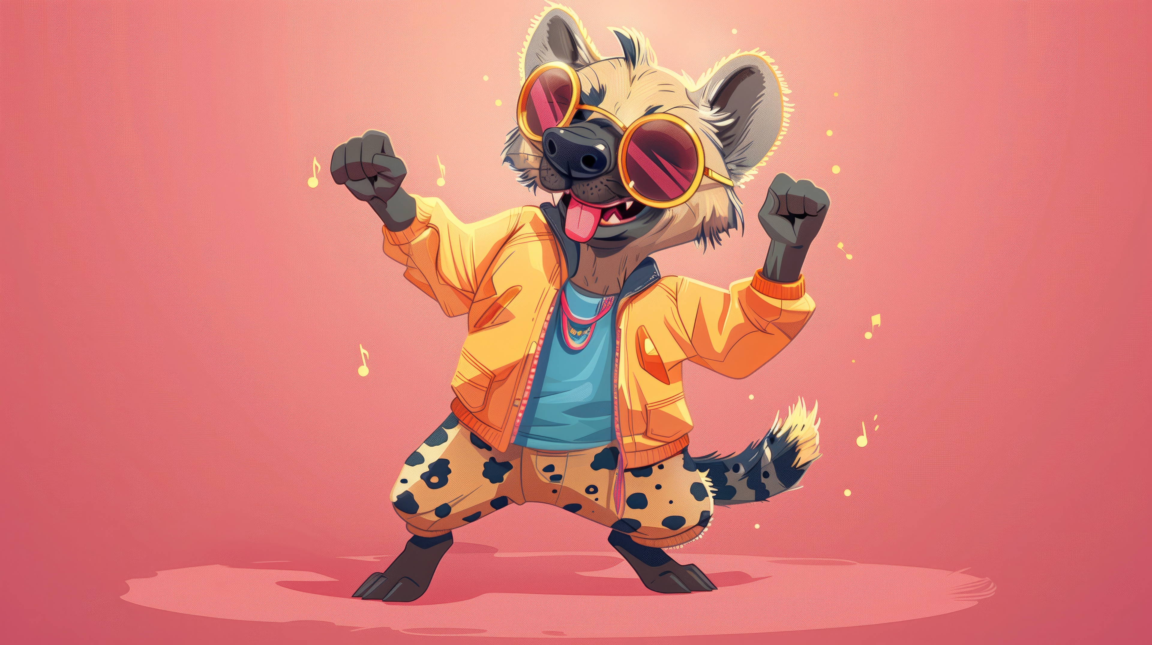 Dancing Hyena with Sunglasses and Yellow Jacket HD Wallpaper