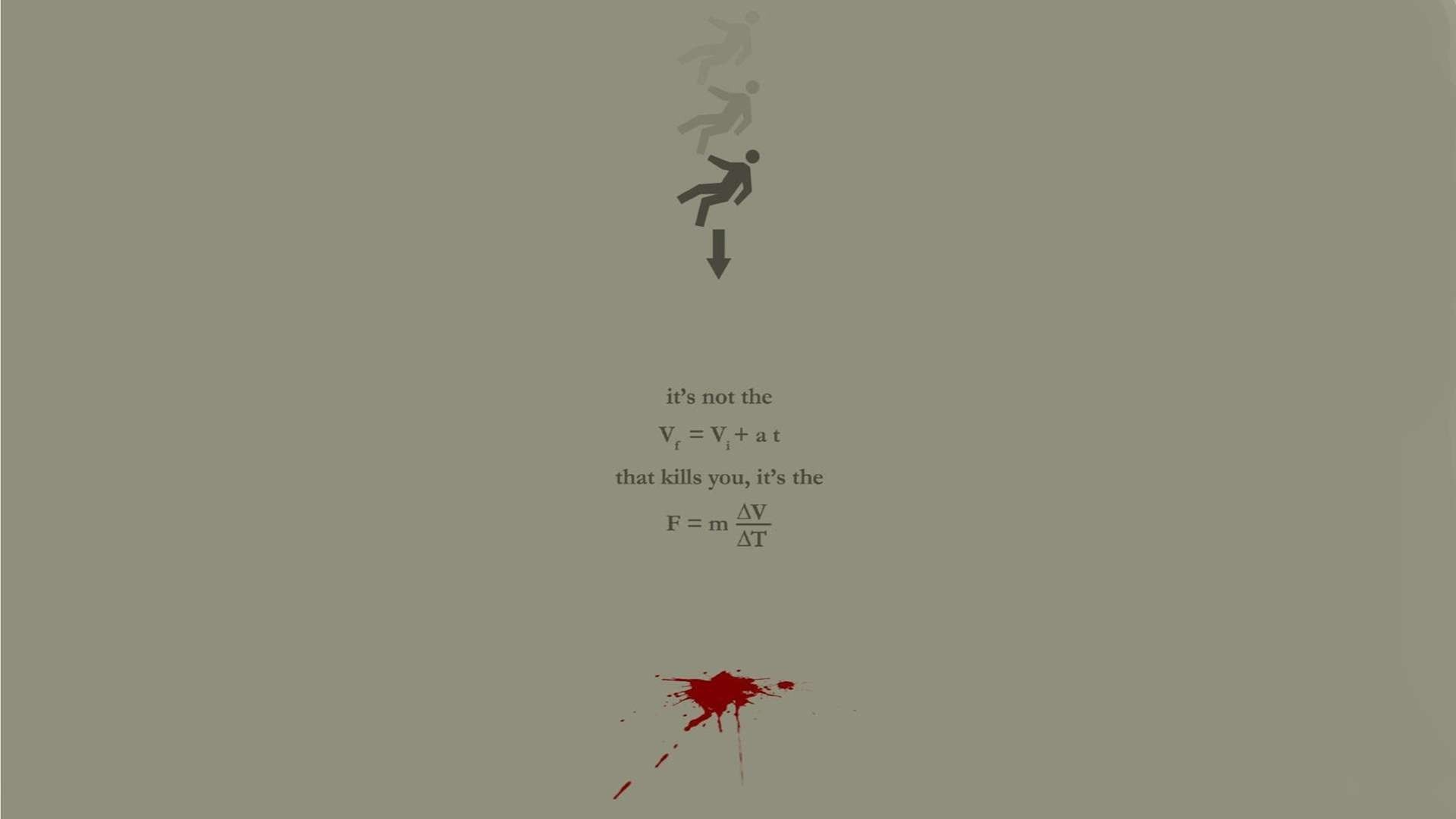 Physics humor about falling and impact HD Wallpaper