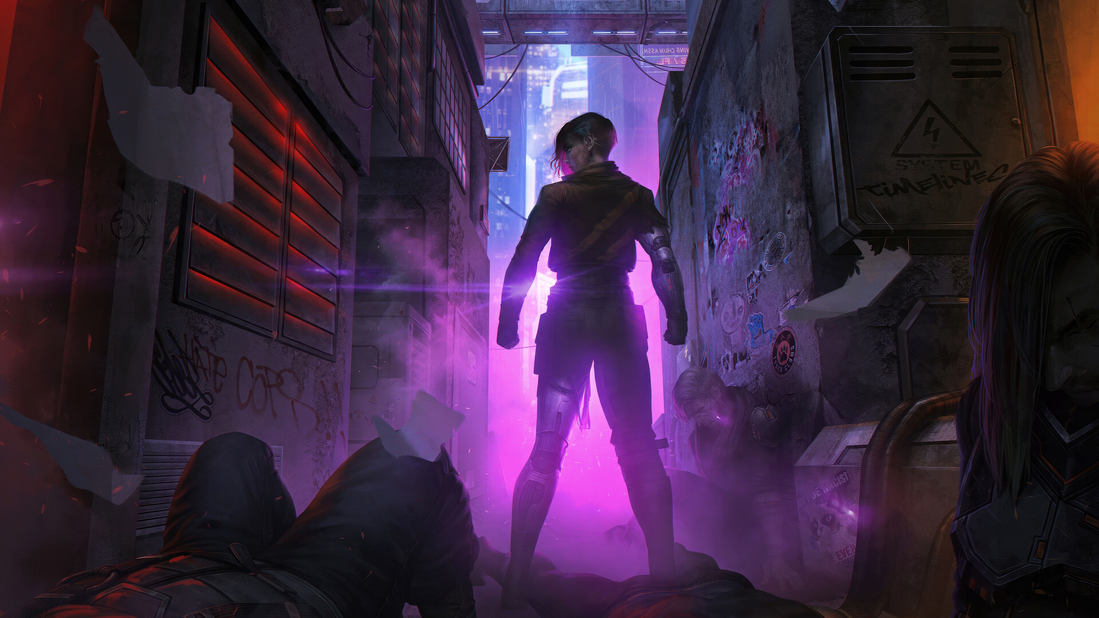 Cyberpunk 2077 Alleyway Scene HD Wallpaper