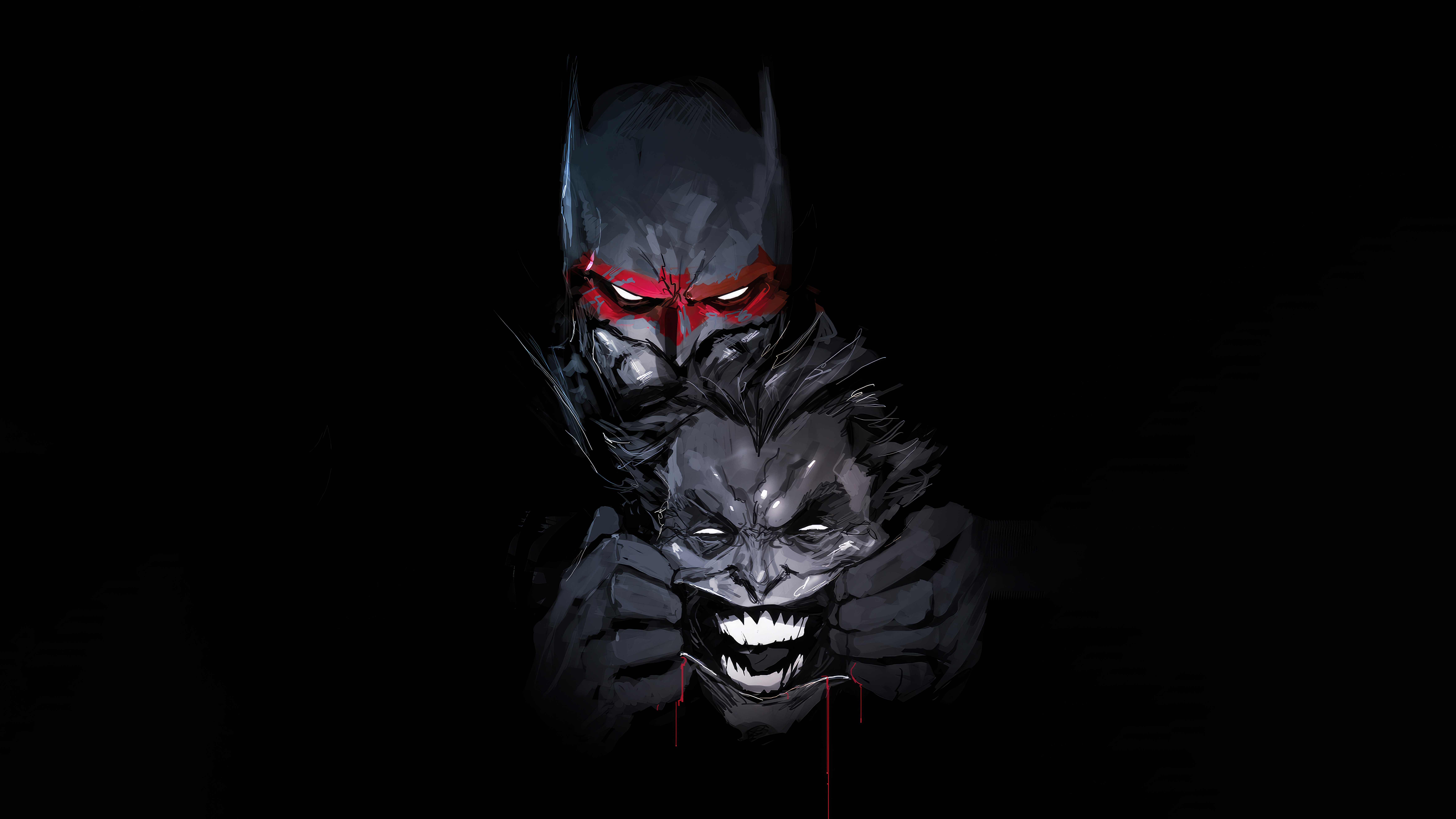Batman and Joker in a dark confrontation HD Wallpaper