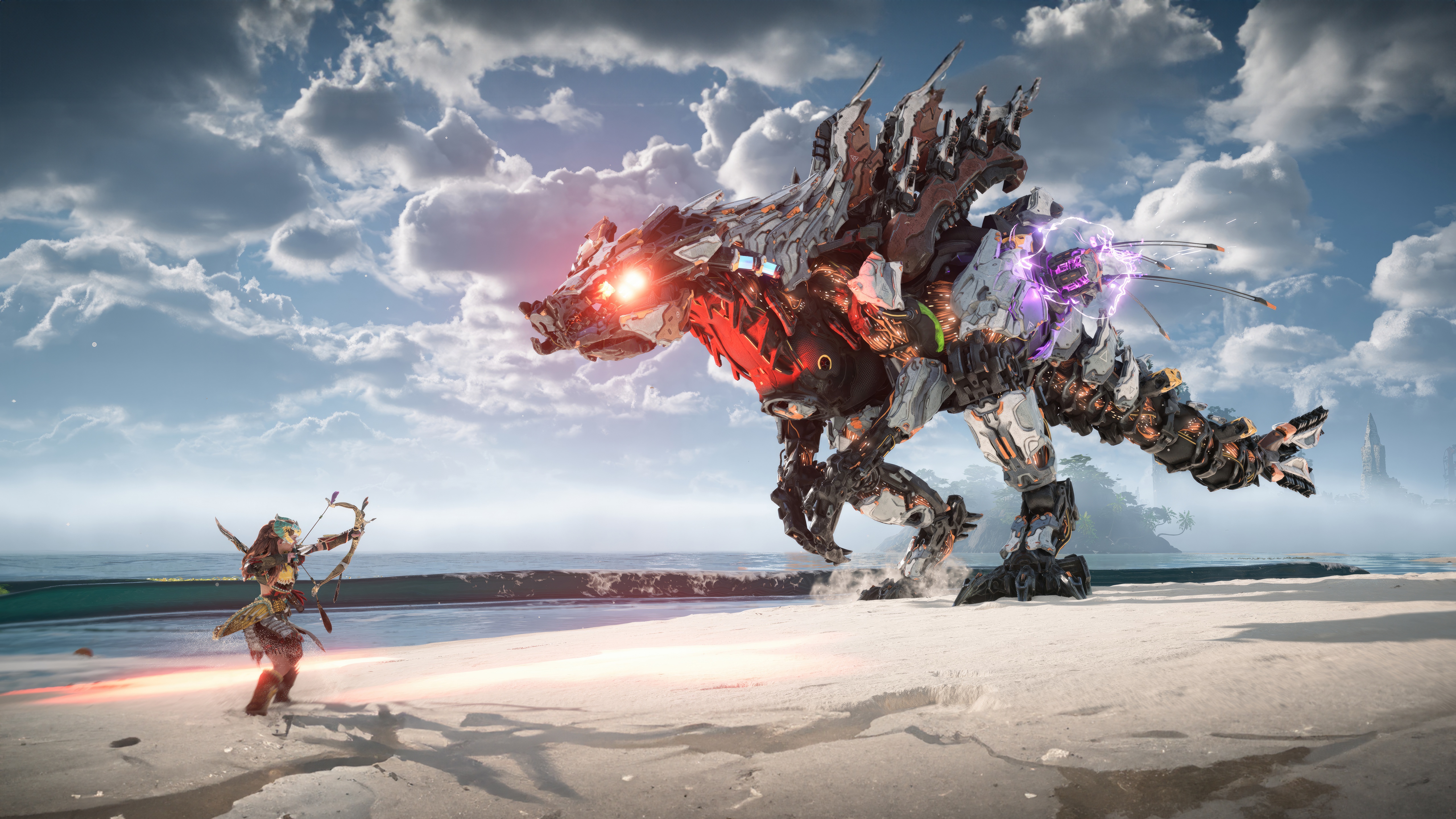 Horizon Forbidden West Aloy fights a machine HD Wallpaper