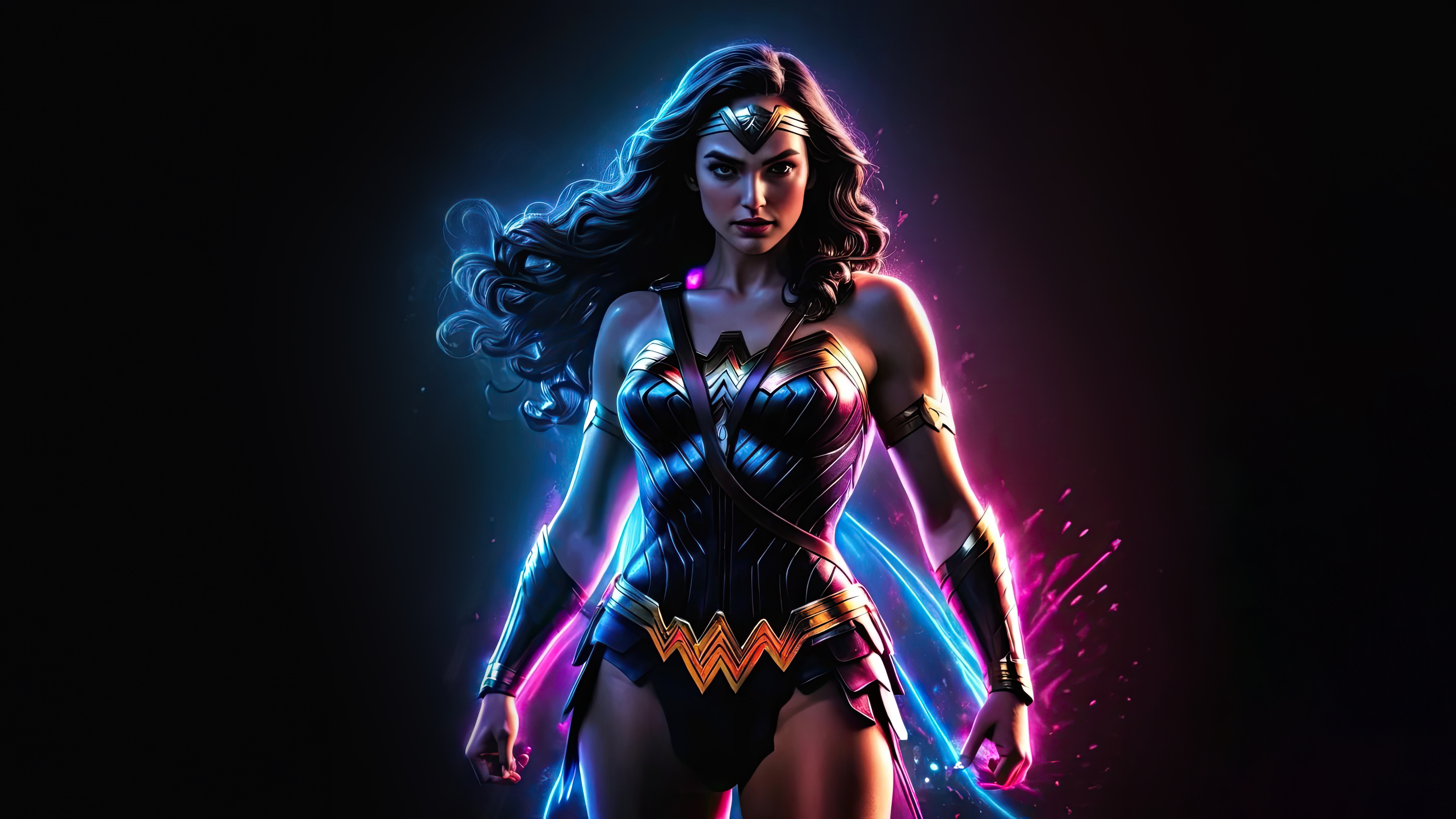 Wonder Woman with Neon Glow HD Wallpaper