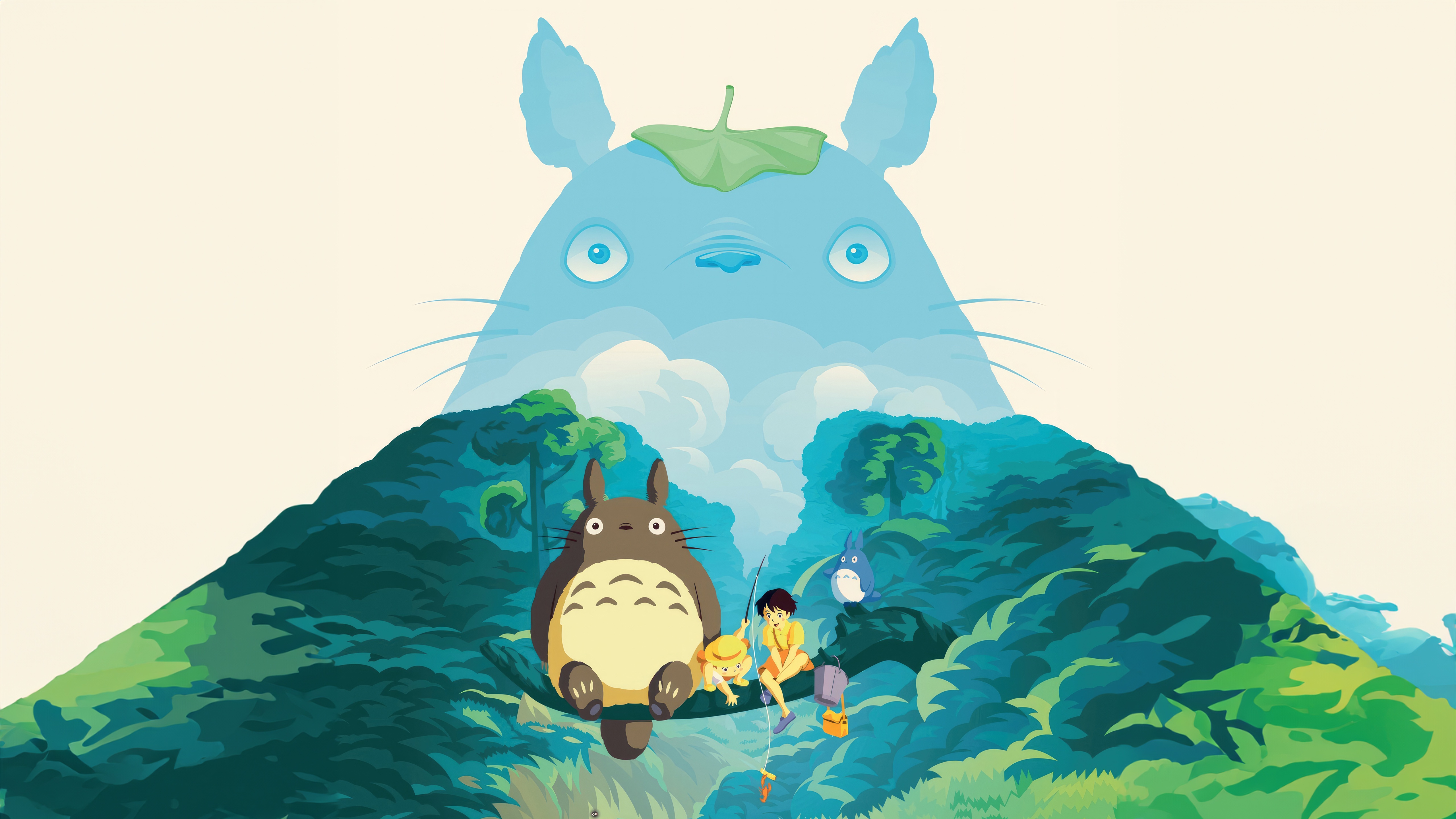 My Neighbor Totoro: Totoro and children in a forest HD Wallpaper