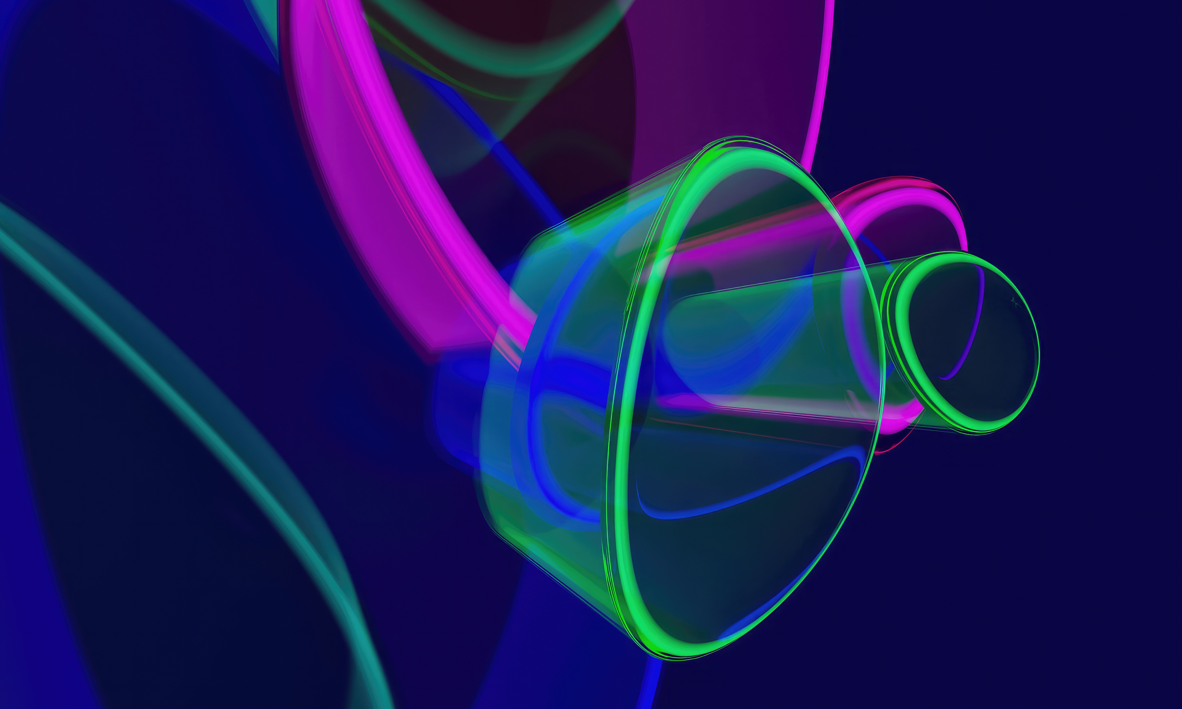 Abstract Glass Artistry with Neon Shapes HD Wallpaper