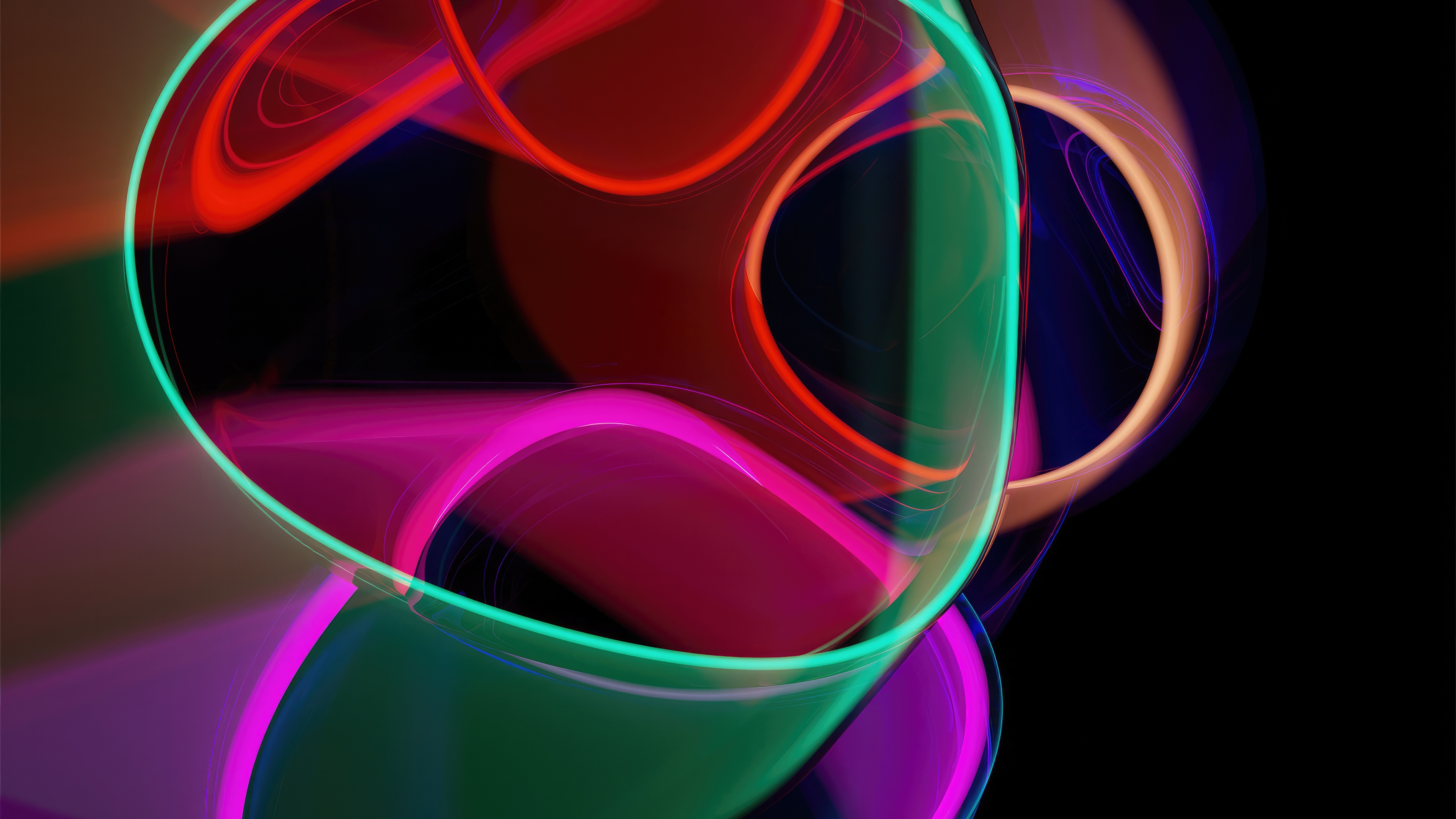 Abstract shapes in glass with neon lights HD Wallpaper