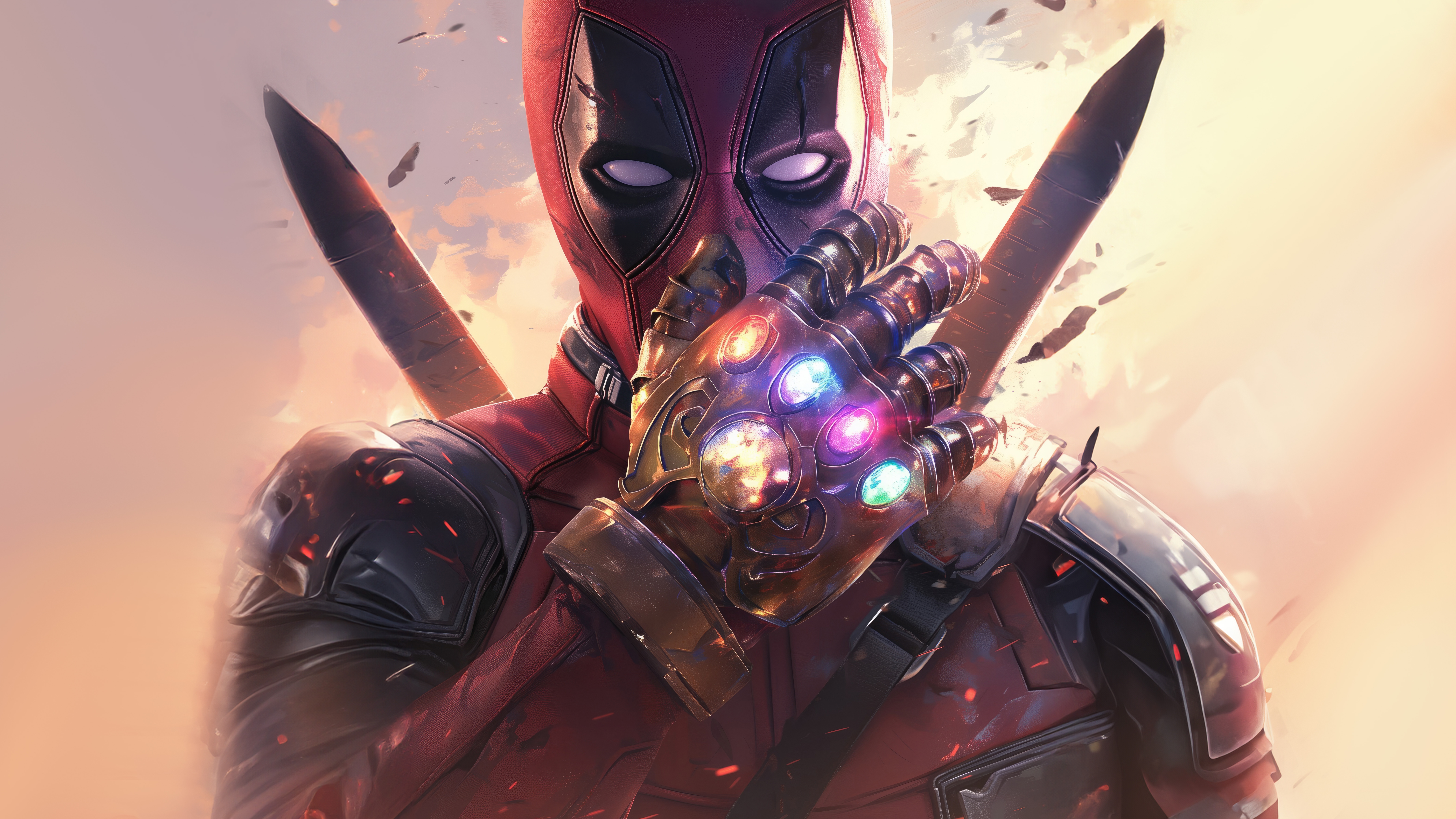Deadpool with the Infinity Gauntlet HD Wallpaper