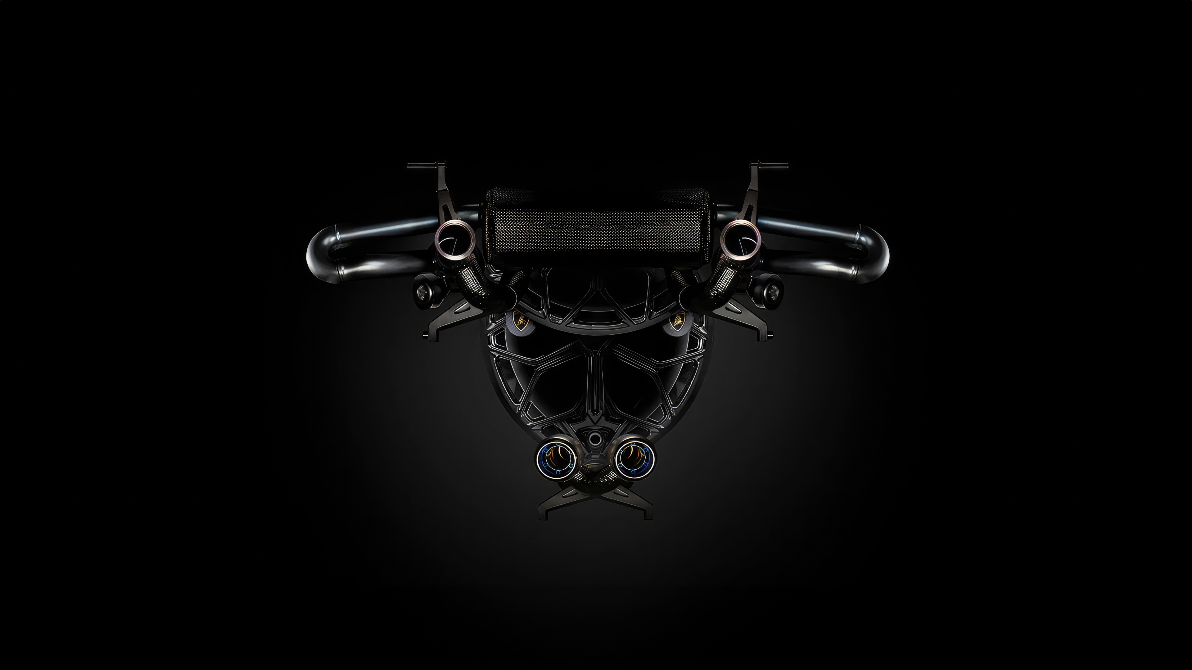 Lamborghini Engine on a Black Background HD Wallpaper