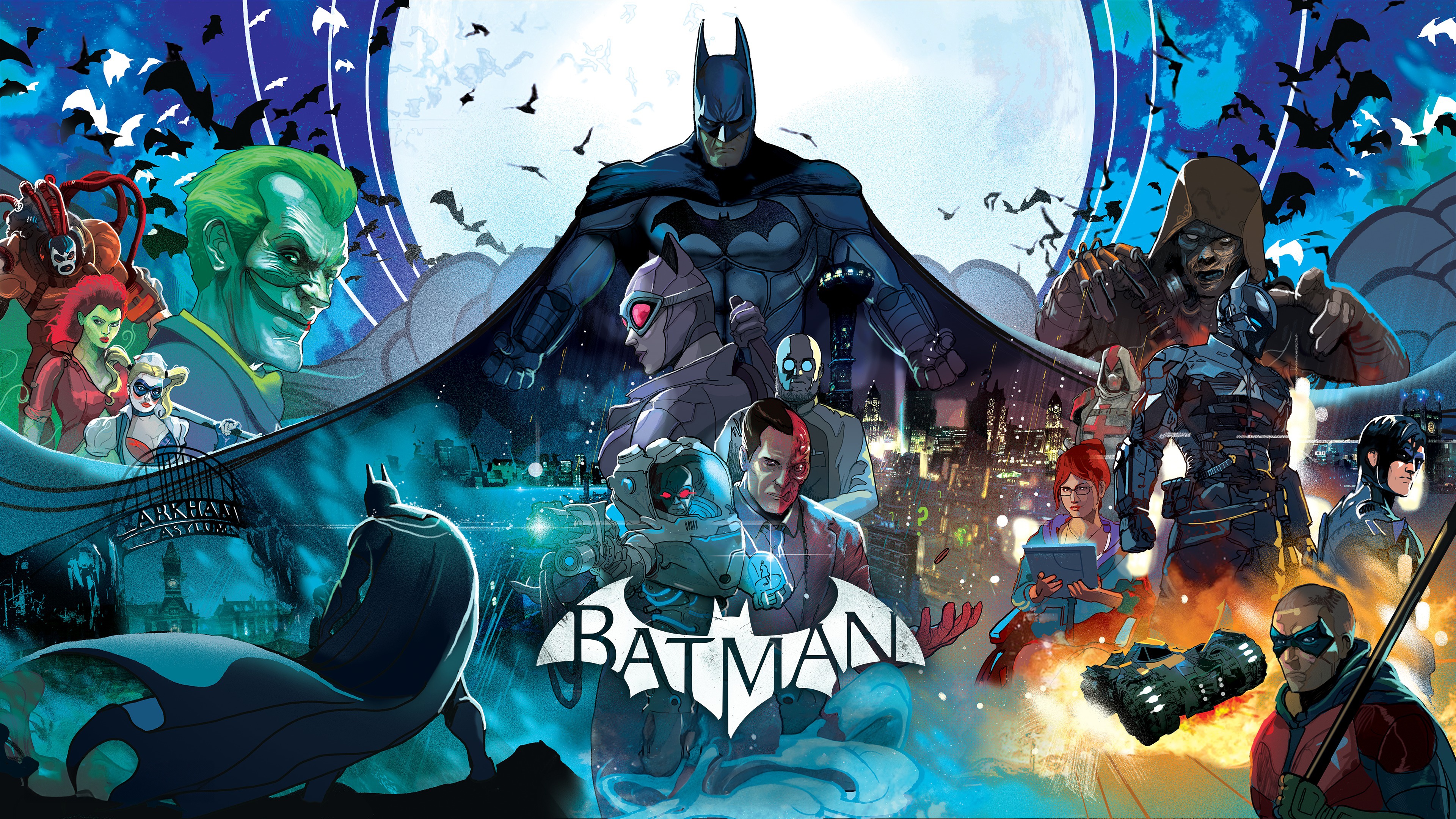 Batman and Villains Assemble in Gotham City HD Wallpaper