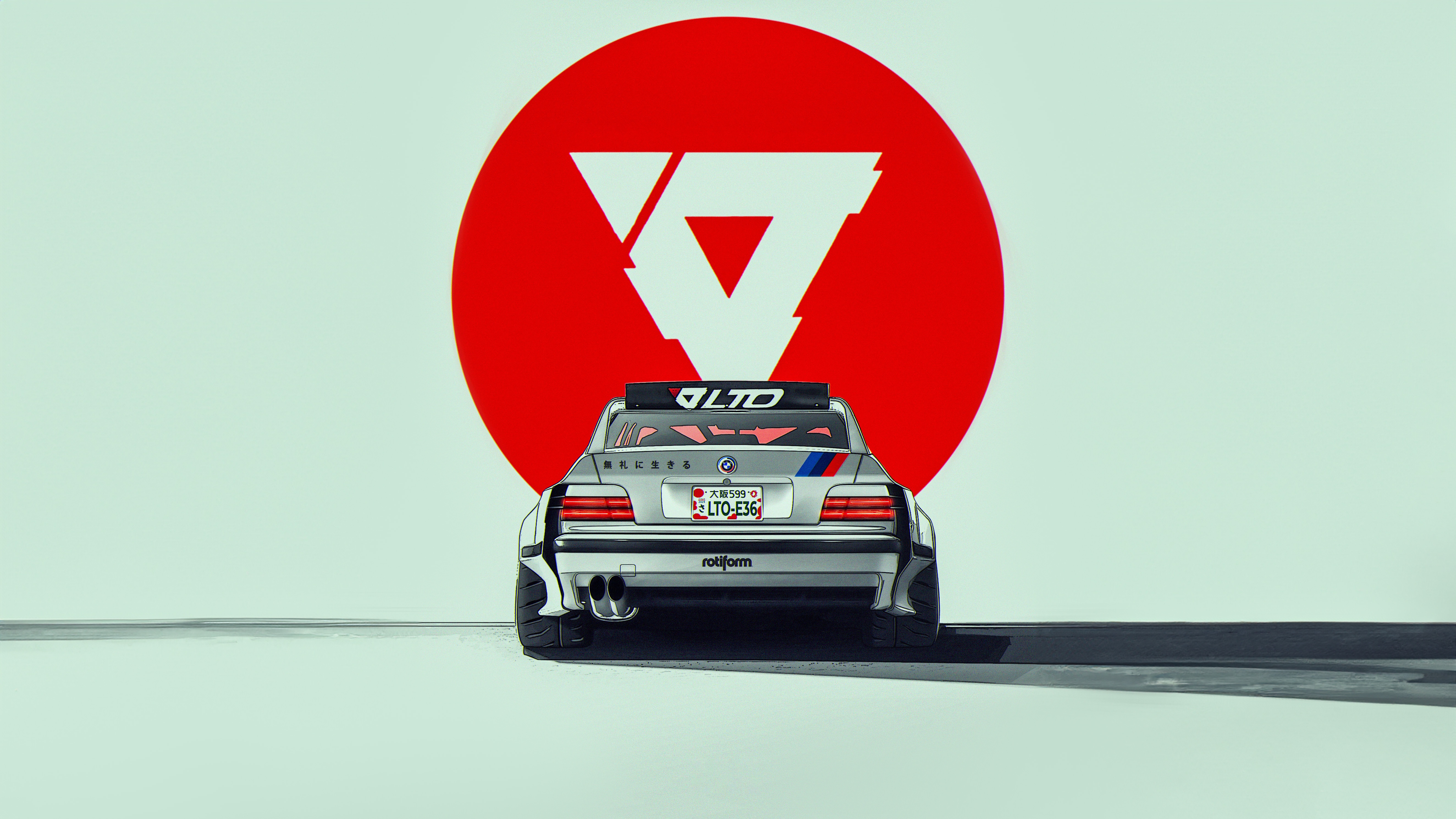 BMW E36 with a red circle logo HD Wallpaper