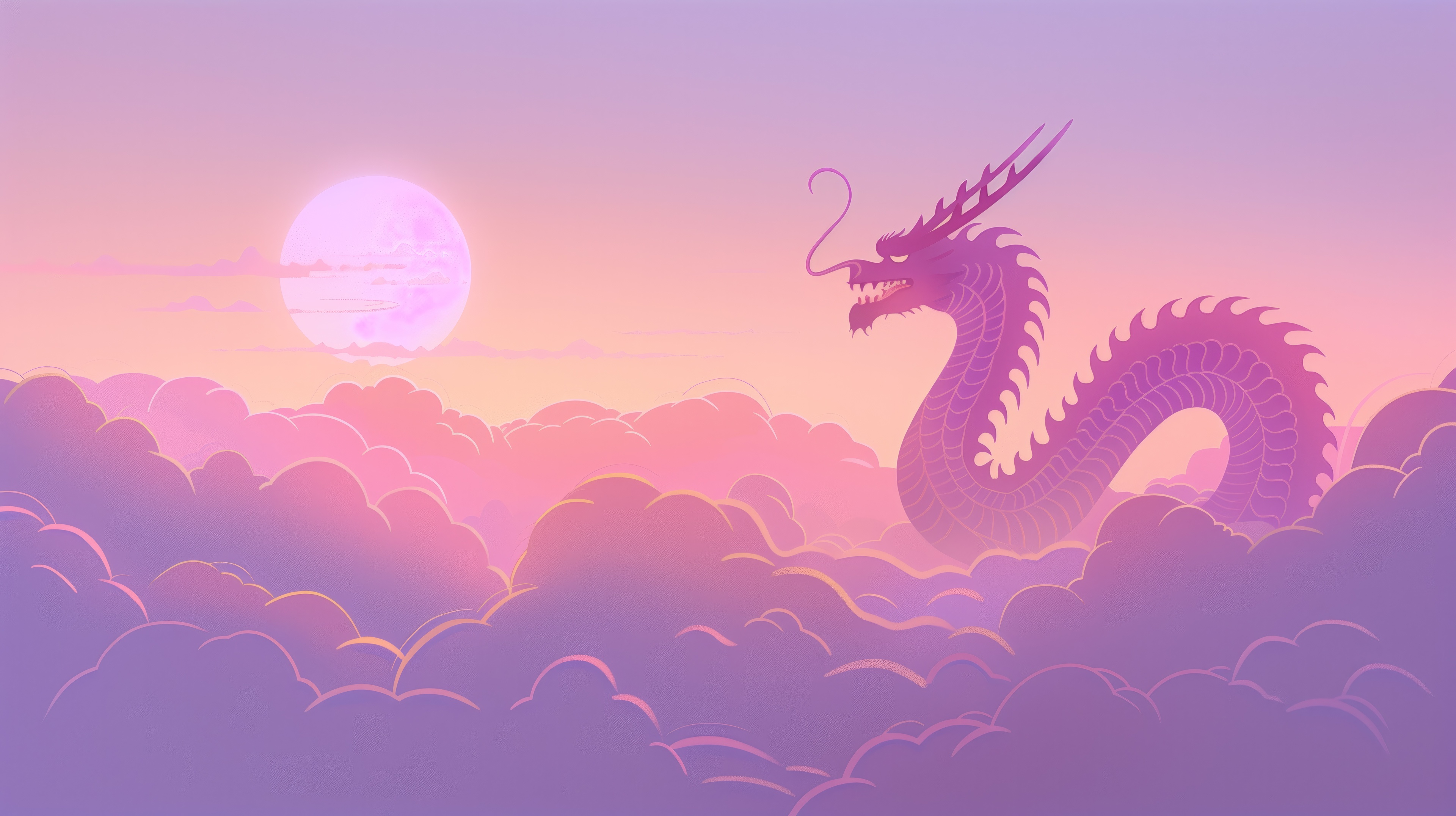 Dragon riding through clouds at sunrise HD Wallpaper