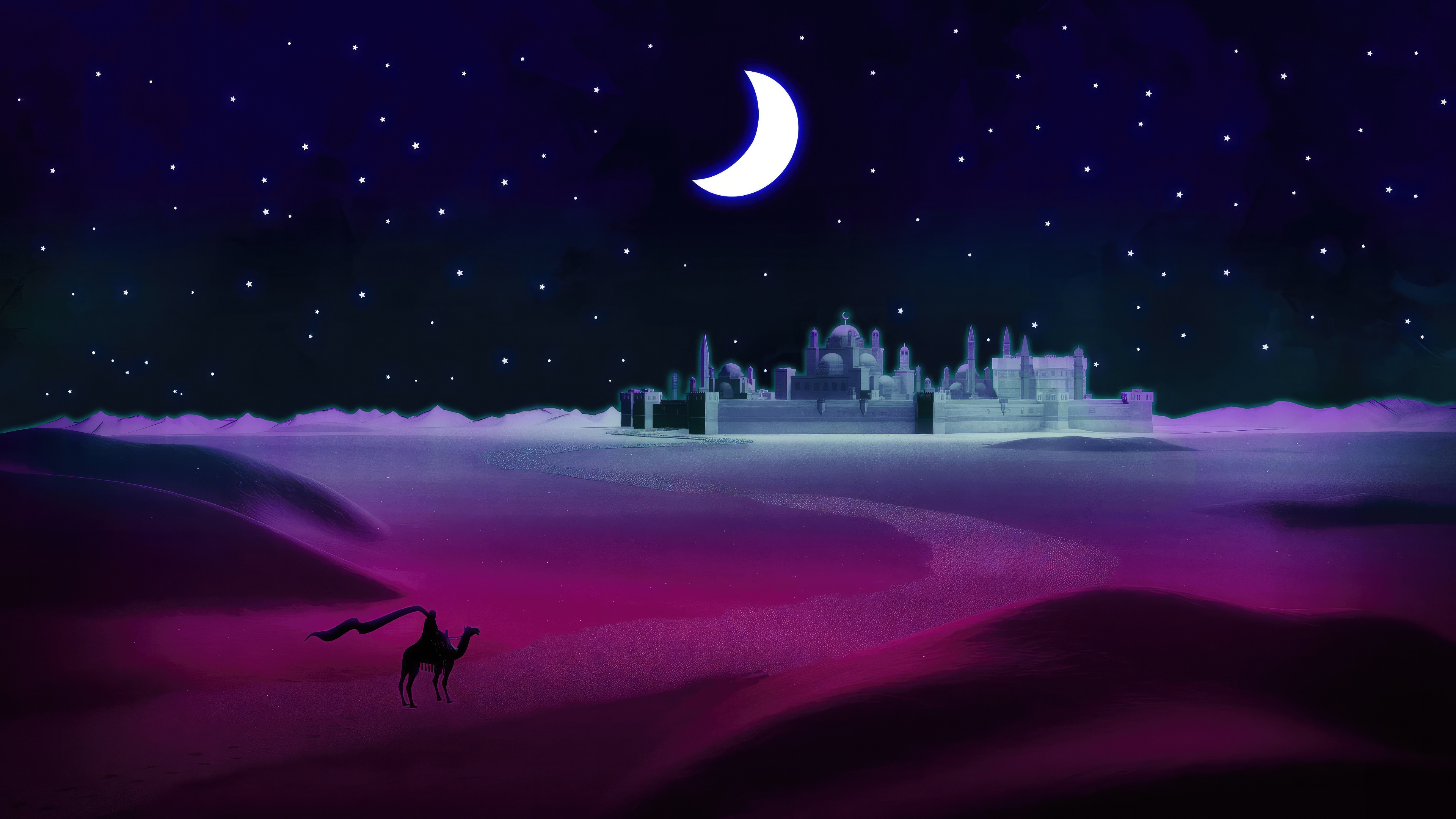 The Camel City of Knowledge at Night HD Wallpaper