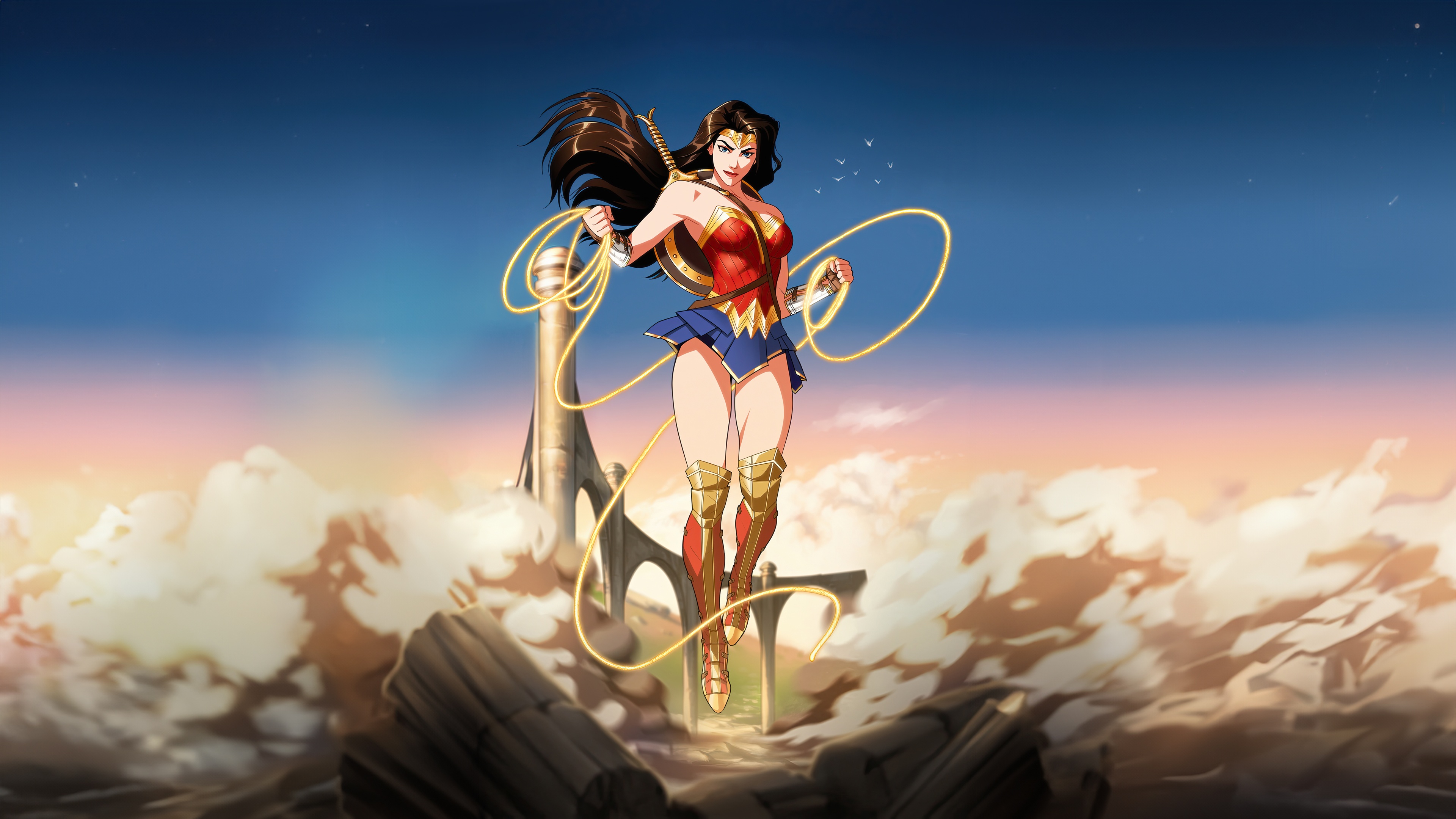Wonder Woman with Lasso of Truth HD Wallpaper