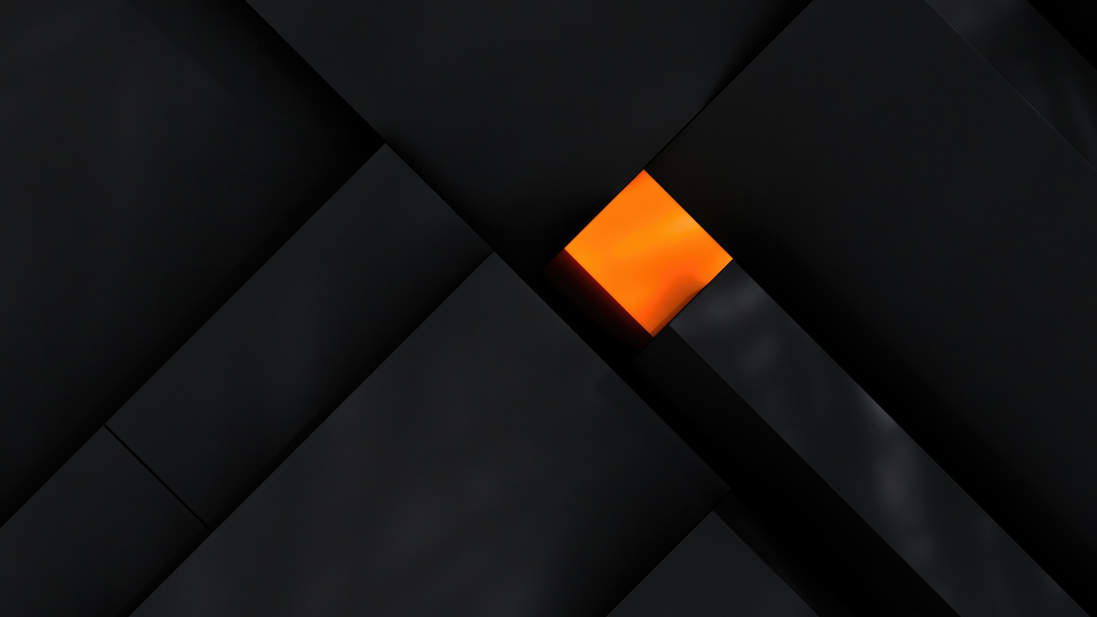 Orange square in abstract dark geometric pattern HD Wallpaper