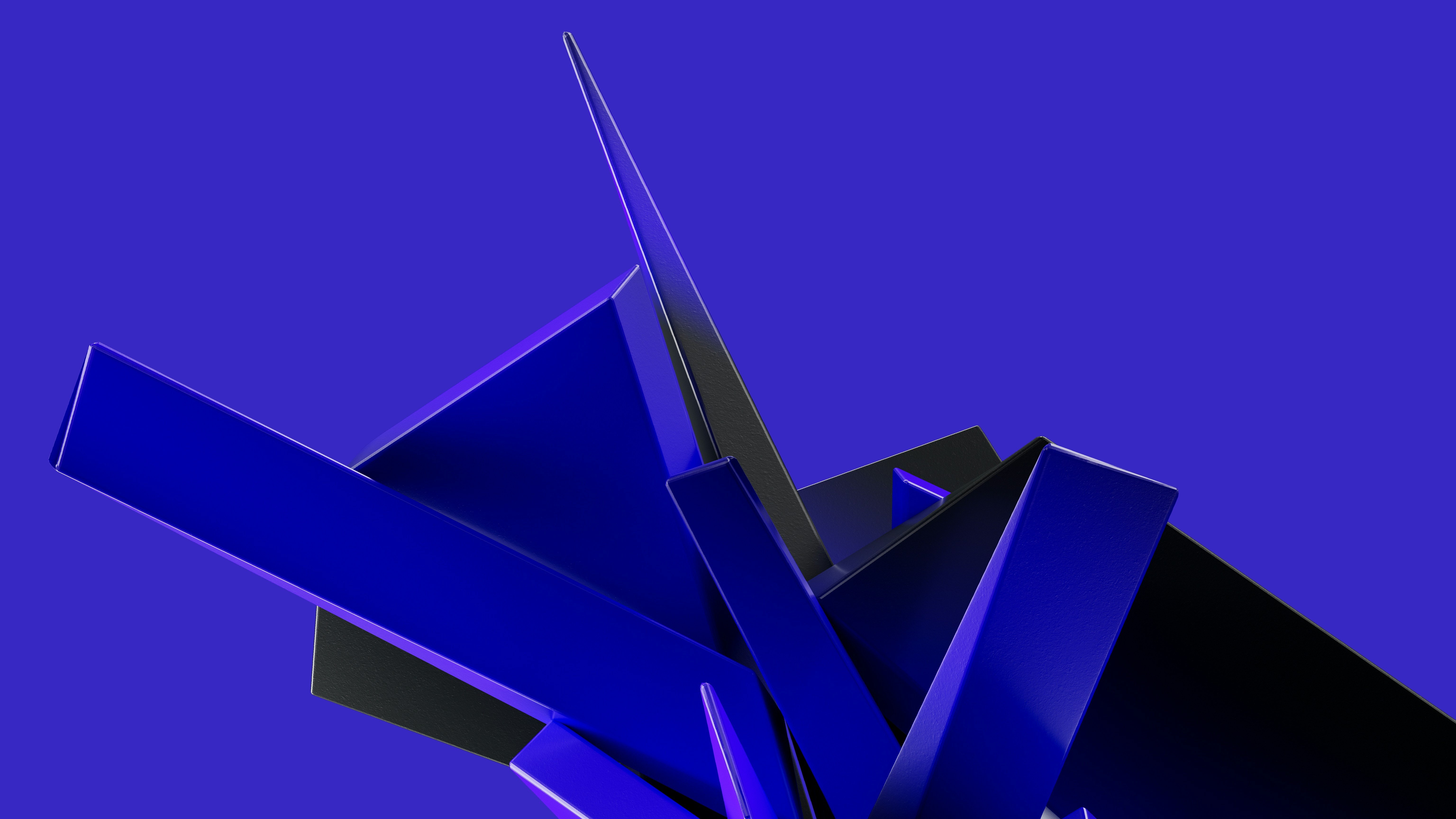 Abstract 3D geometric shapes with blue and black colors HD Wallpaper