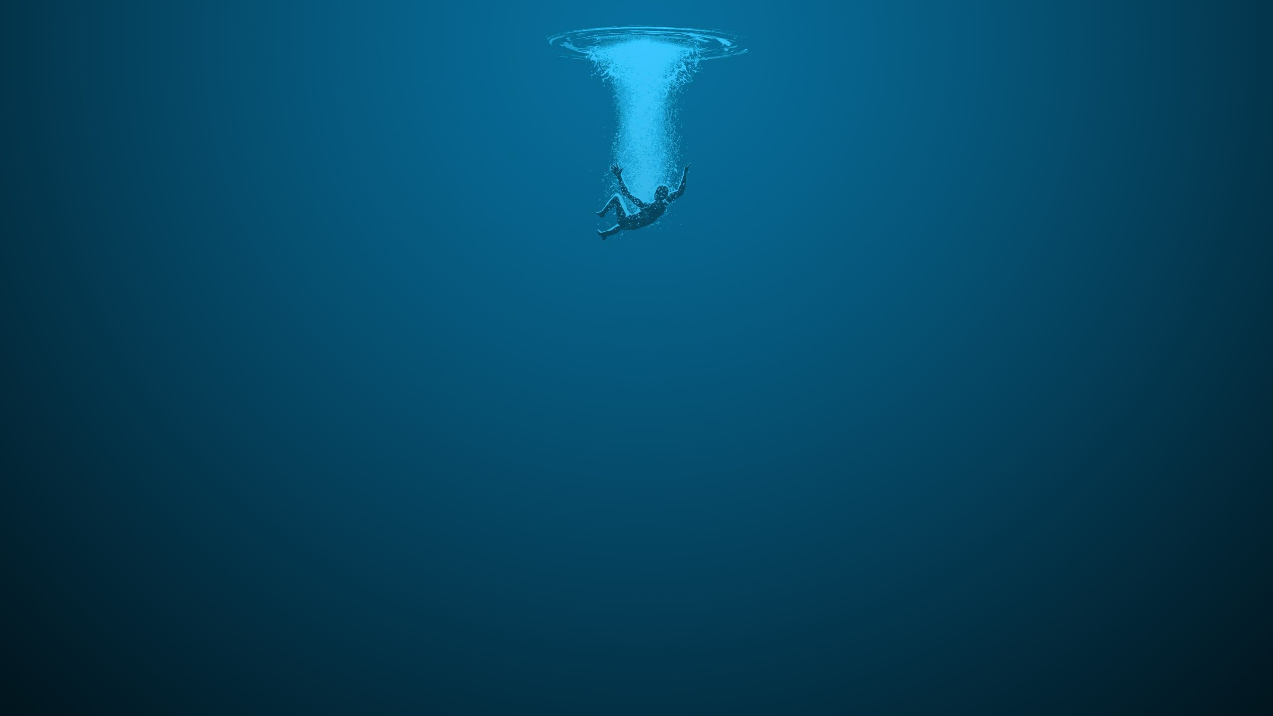 Person falling into deep blue water HD Wallpaper