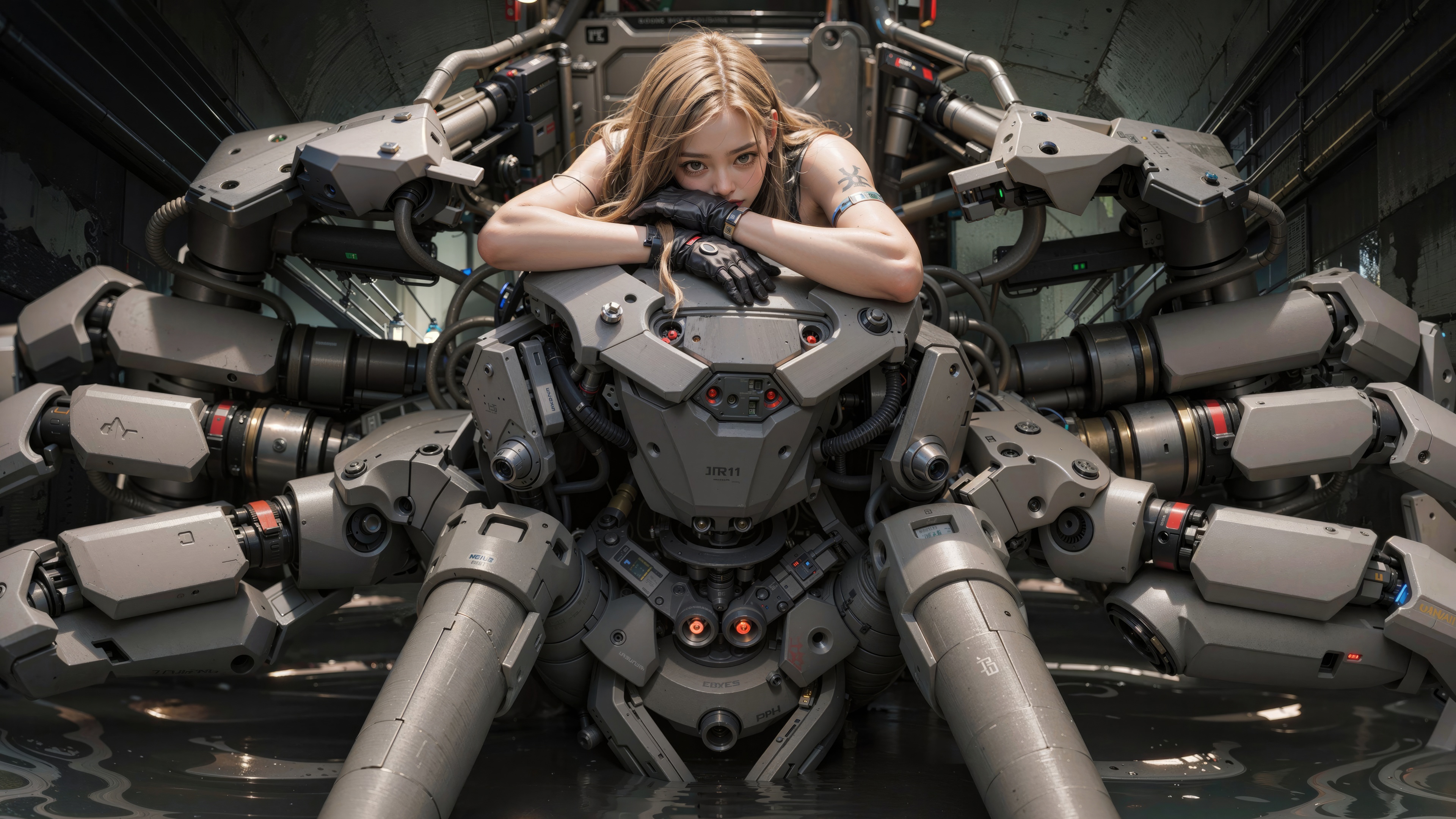Cyberpunk Scifi Girl In Urban Robot World HD Wallpaper
