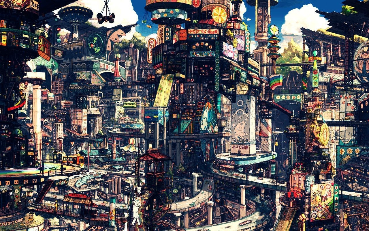 Digital art of a Japanese imperial cityscape HD Wallpaper