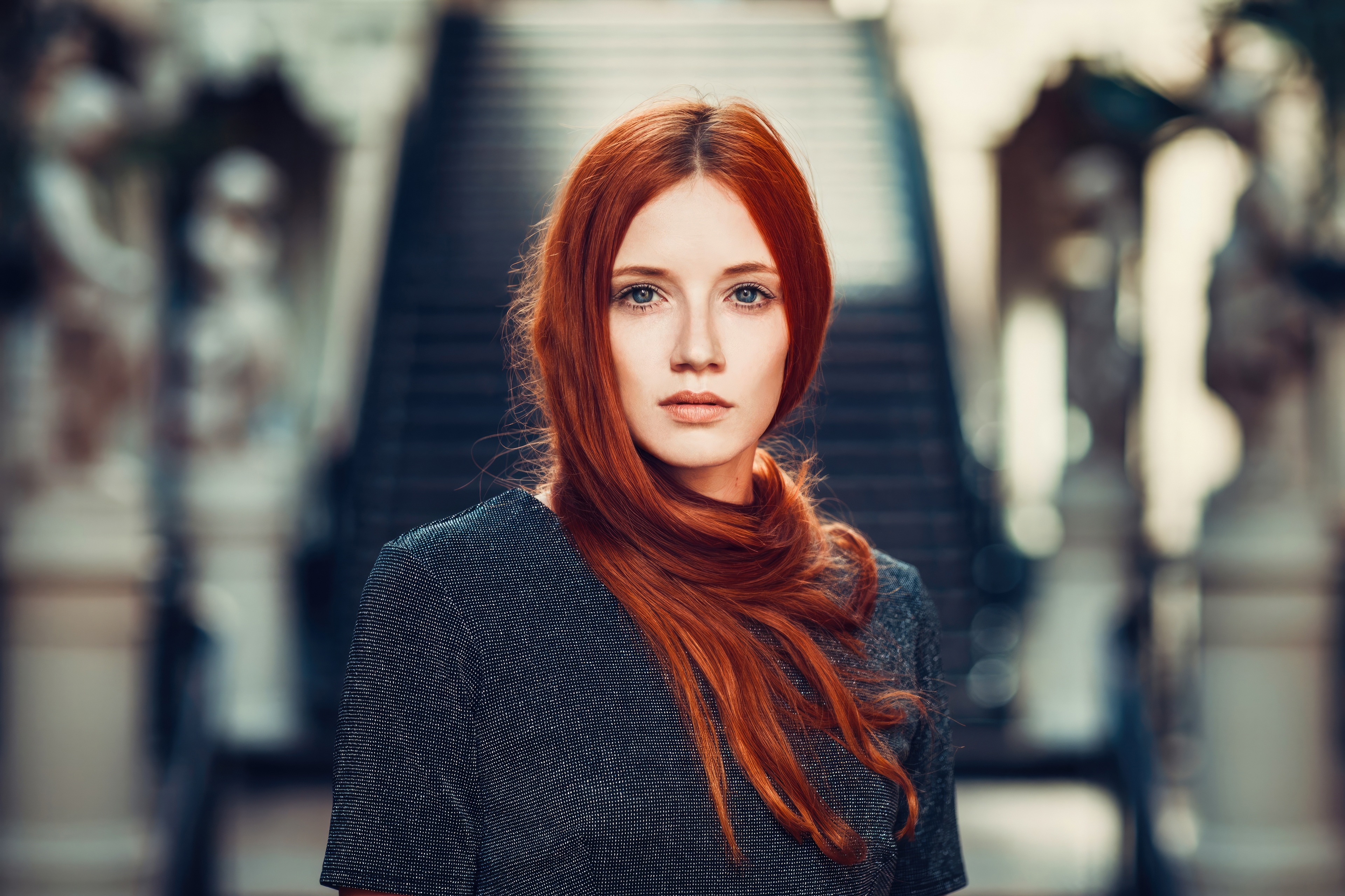 Gorgeous Redhead Girl With Flowing Hair HD Wallpaper