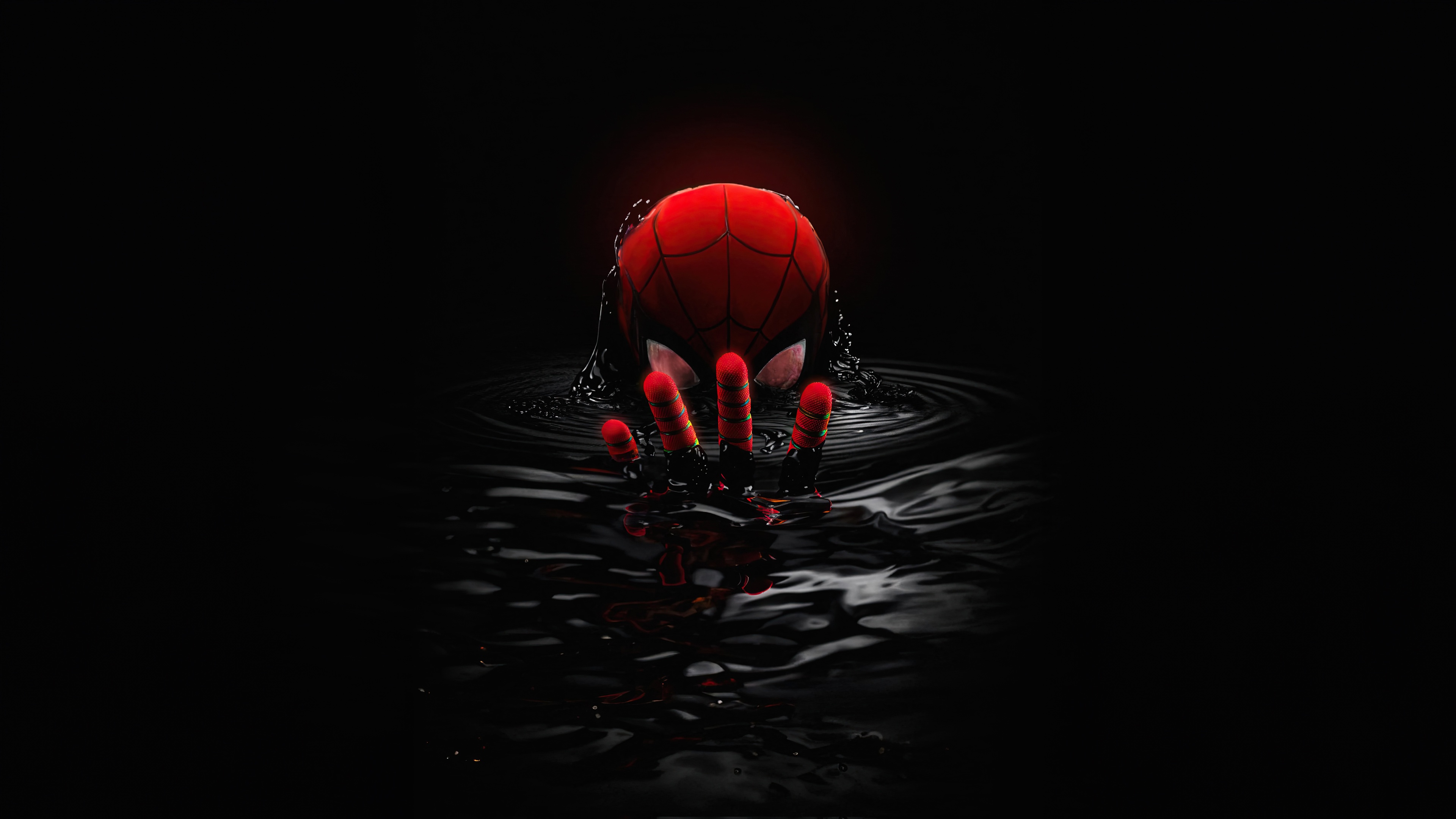 Spider-Man emerging from dark water HD Wallpaper