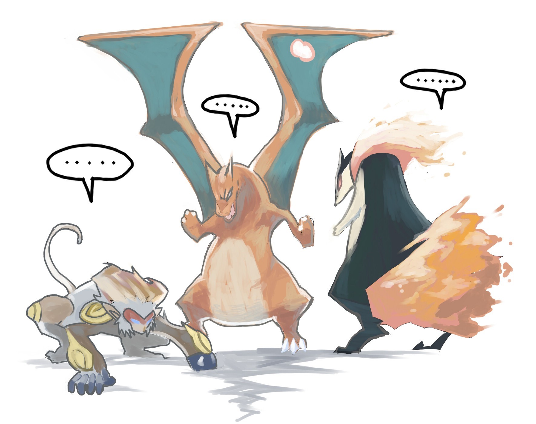 Pokemon Charizard, Infernape, and Typhlosion digital art HD Wallpaper