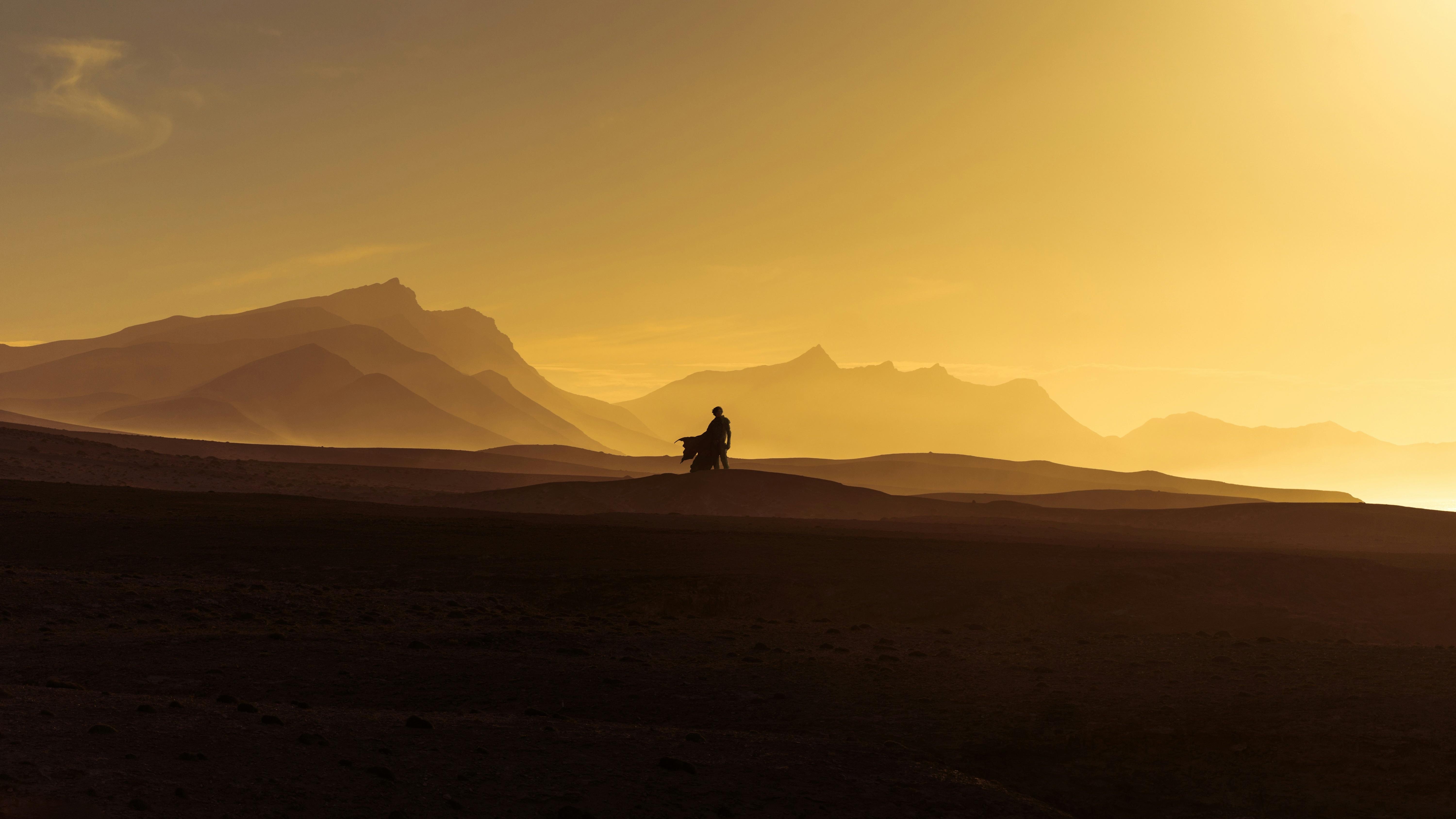 Paul Atreides on Arrakis at sunset HD Wallpaper