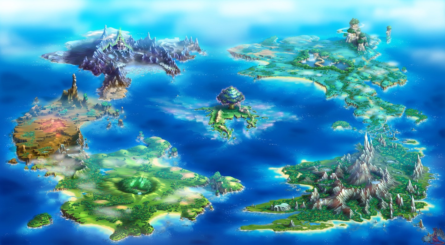 Seiken Densetsu Digital Art Island Map Artwork HD Wallpaper