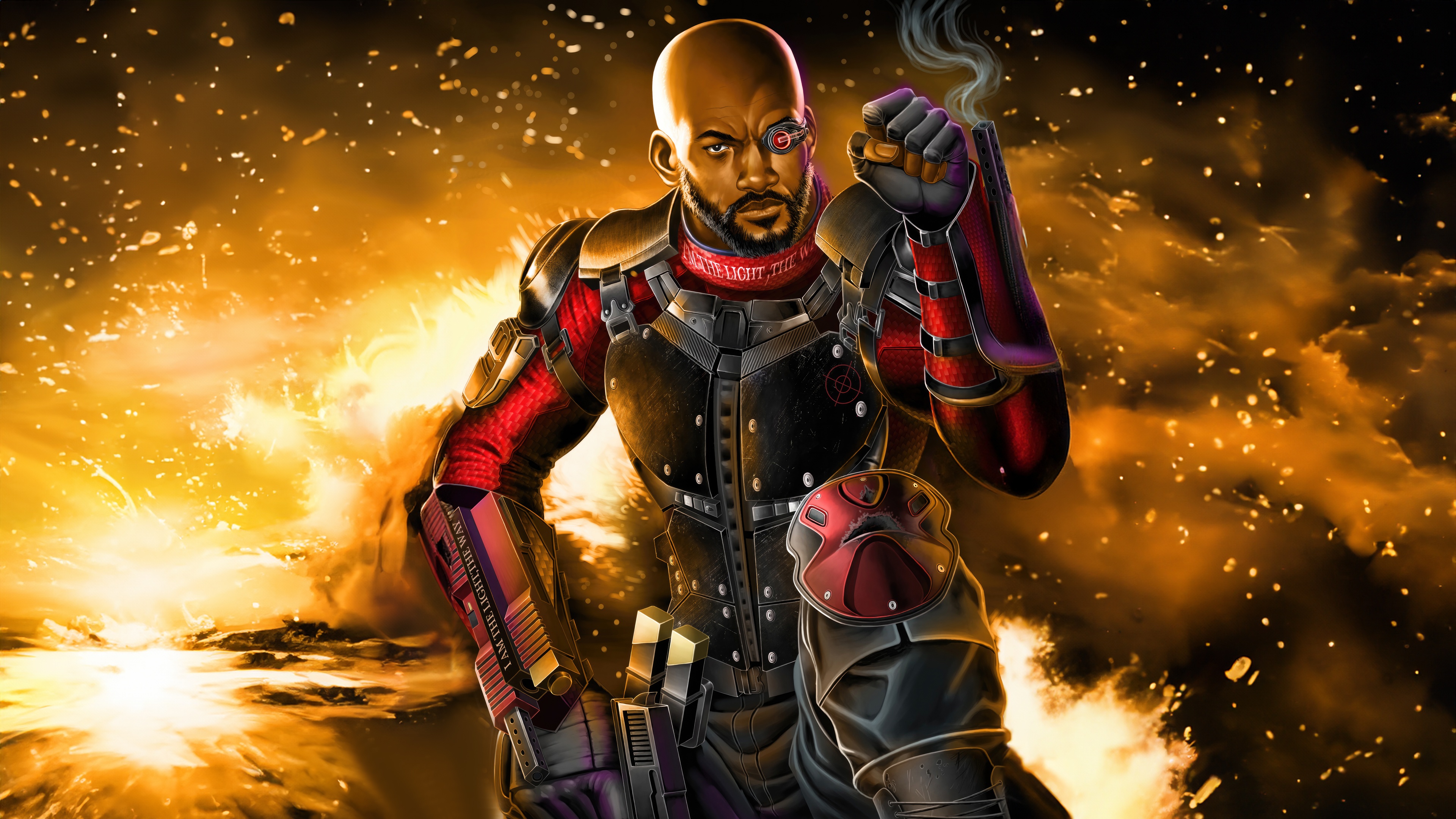Deadshot with cybernetic eye and guns HD Wallpaper