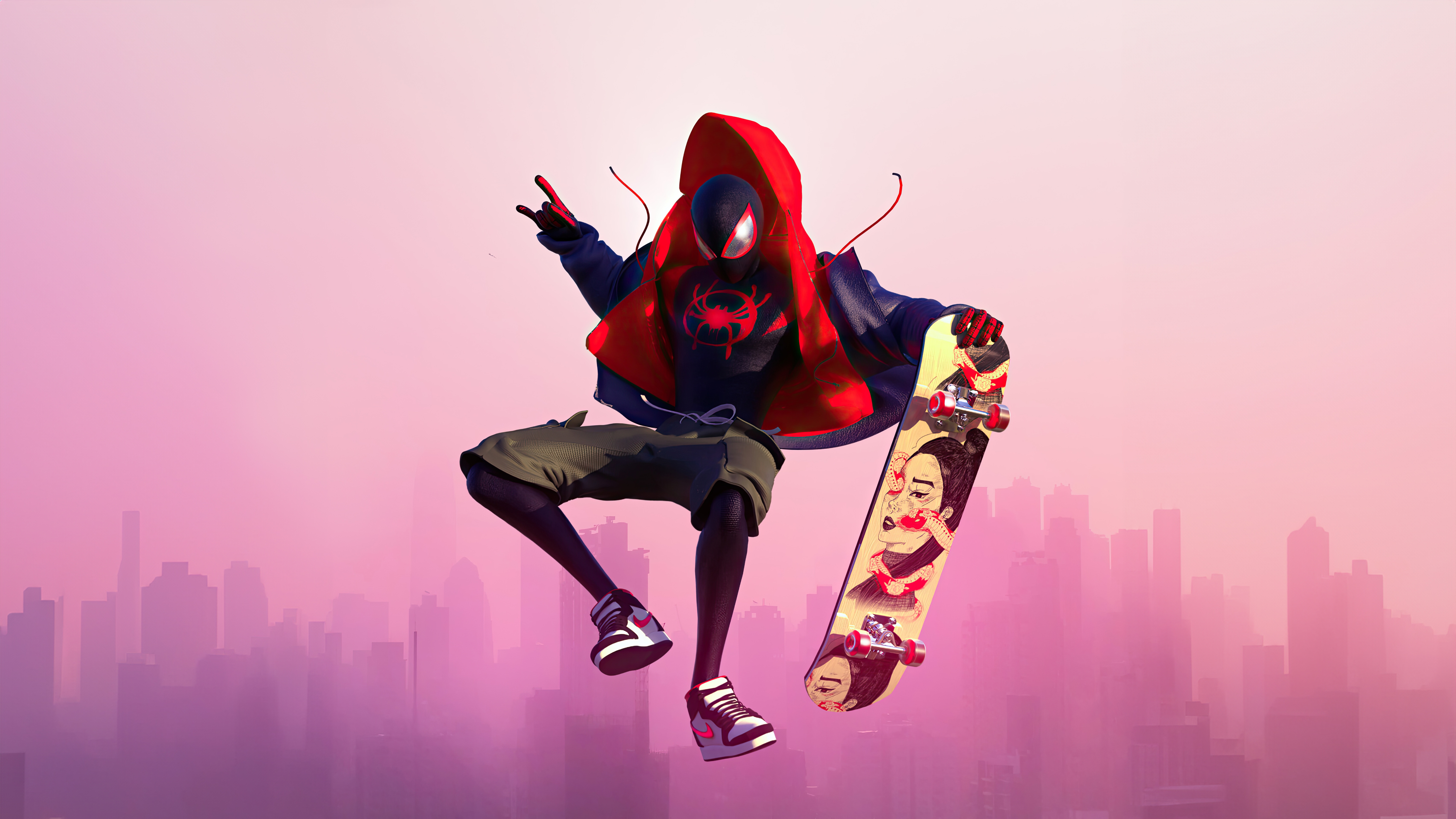 Miles Morales Skating with Skateboard HD Wallpaper