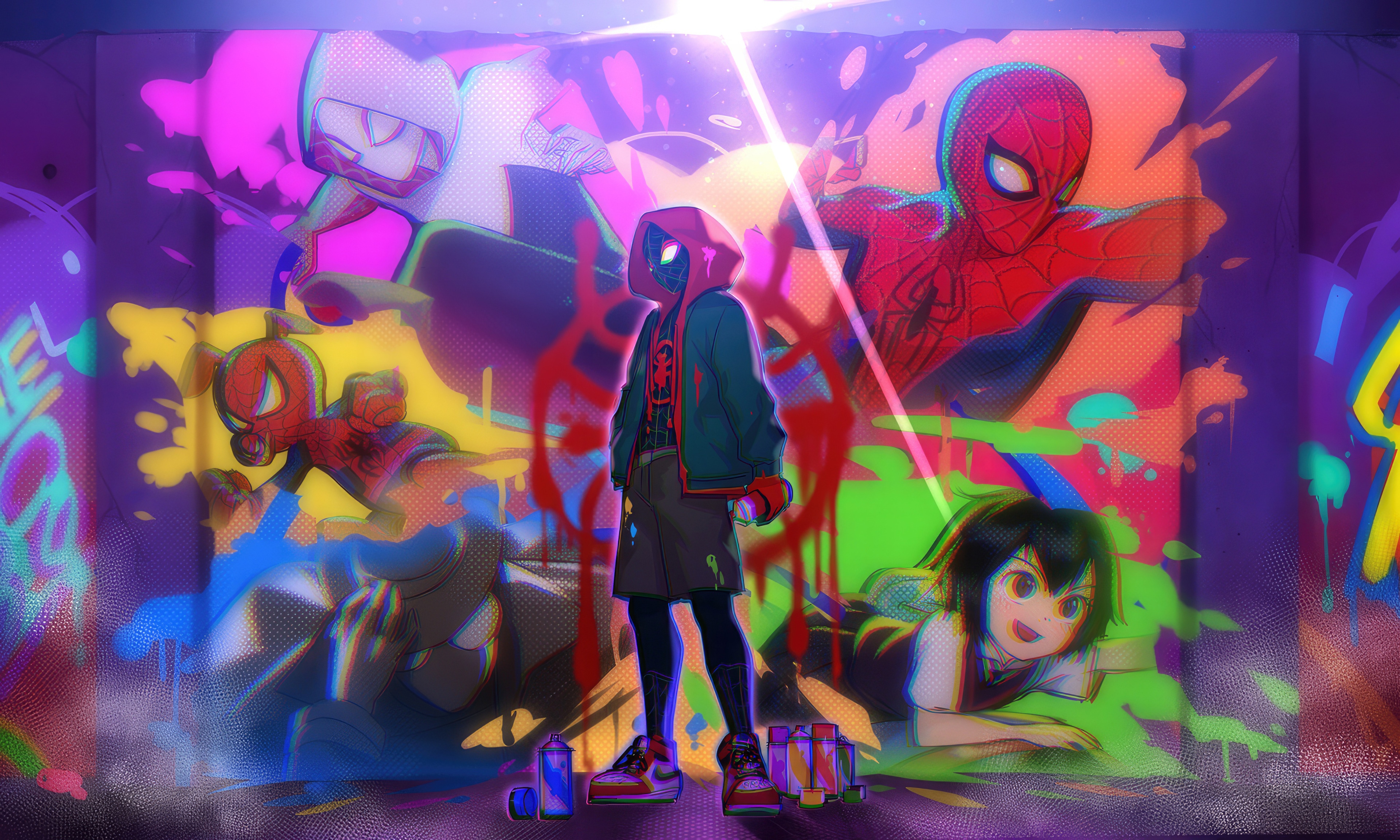 Spider-Man: Into the Spider-Verse Miles Morales and Friends HD Wallpaper