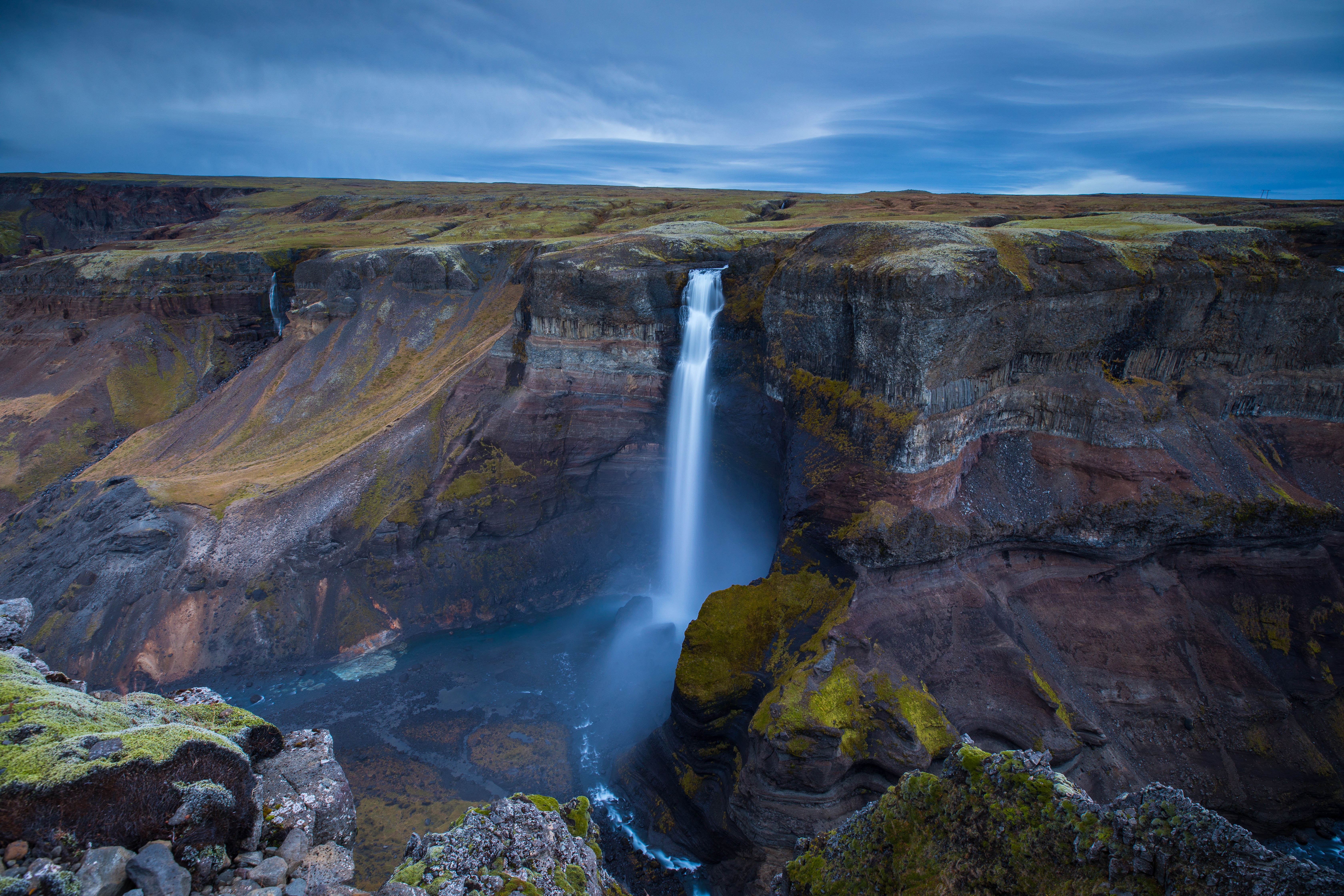 Haifoss Waterfall in Iceland HD Wallpaper